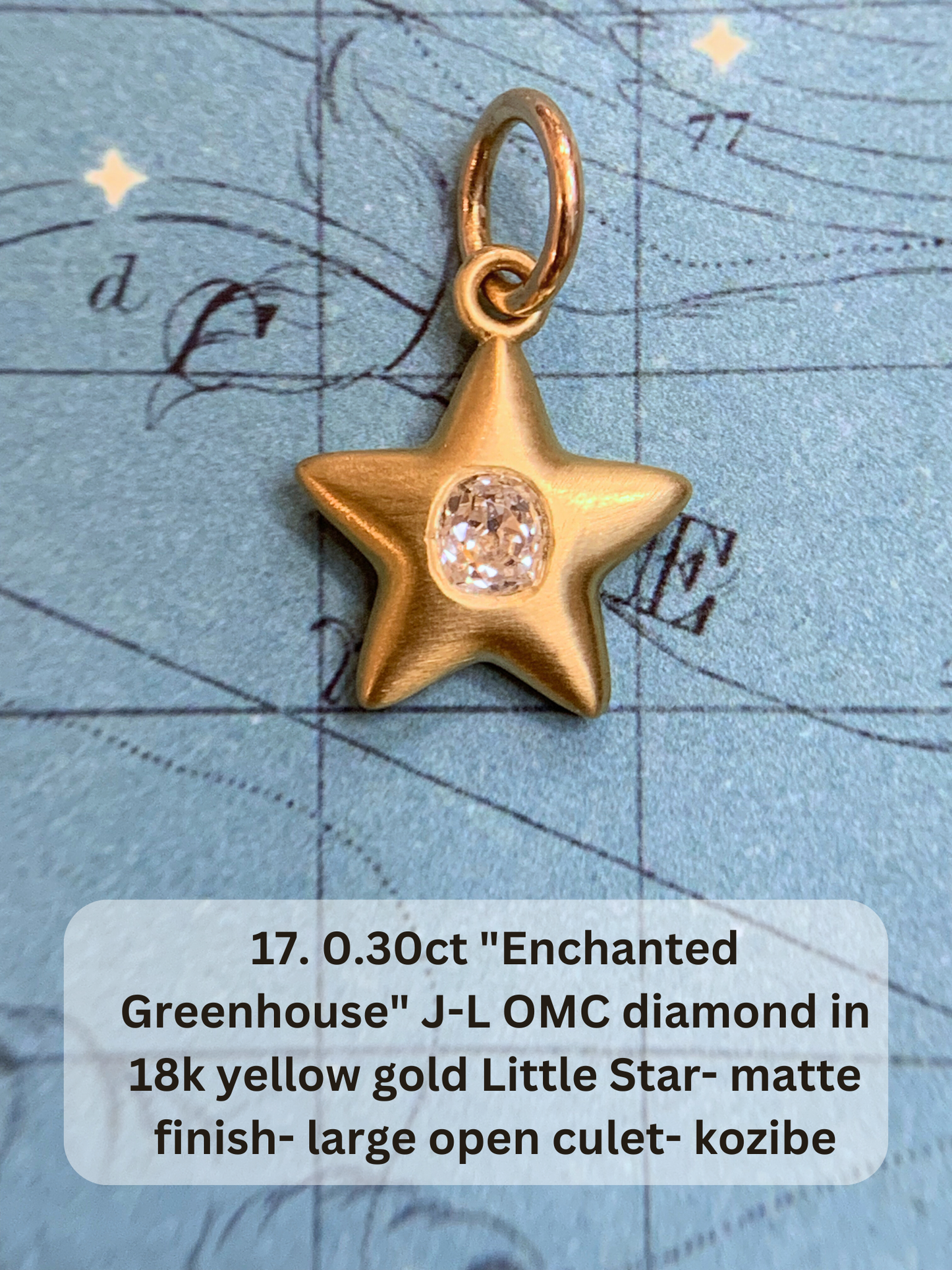 18k Little Star© volume 18 old cut diamonds, multicolor sapphires, emeralds, ruby