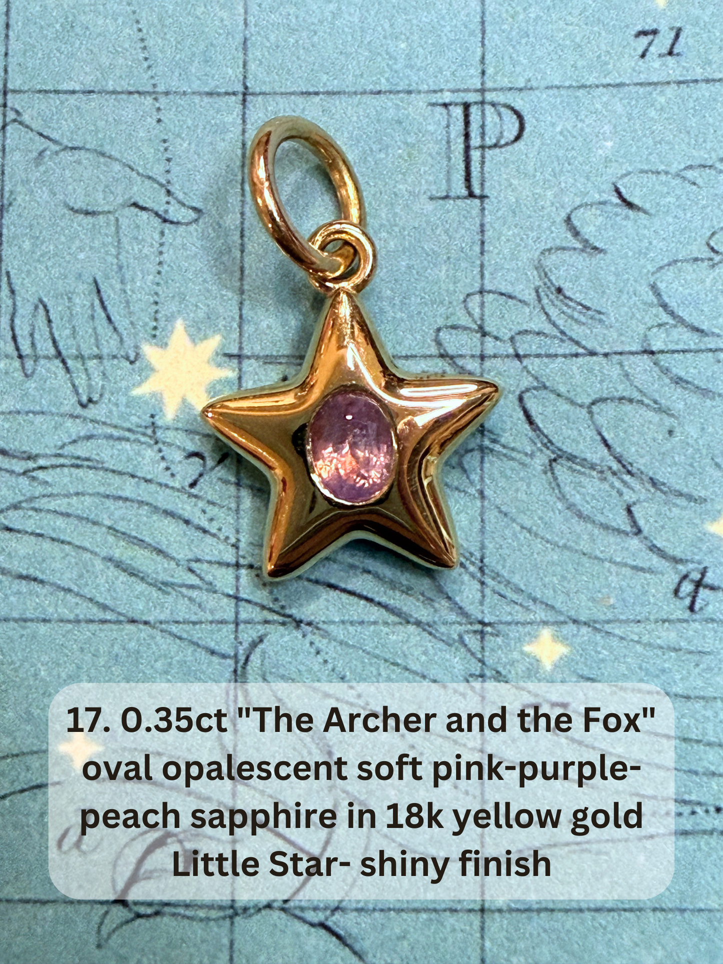 18k Little Star© volume 19 old cut diamond, sapphire, emerald, ruby, garnet