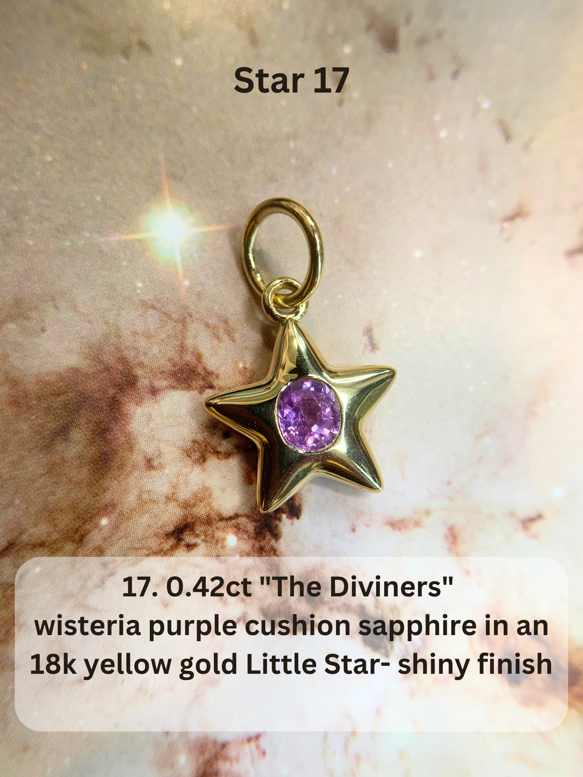 18k Little Star© volume 23 old cut diamond, sapphire, spinel, garnet