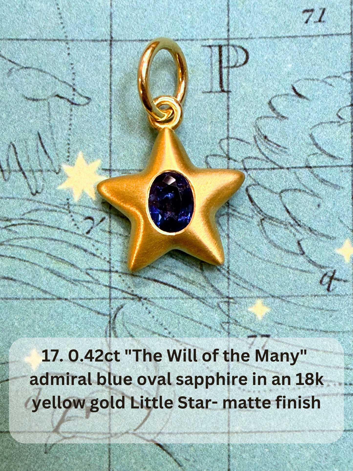 18k Little Star© volume 22 old cut diamond, sapphire, spinel