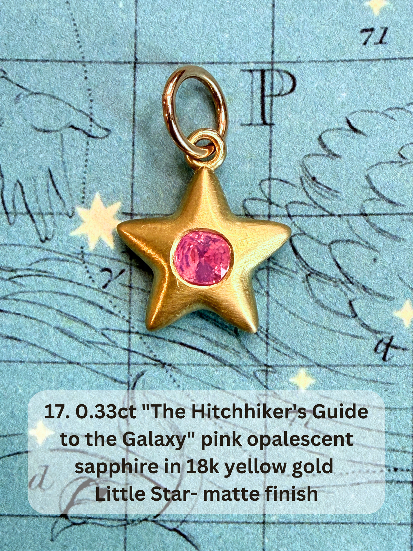 18k Little Star© volume 20 old cut diamond, sapphire, ruby