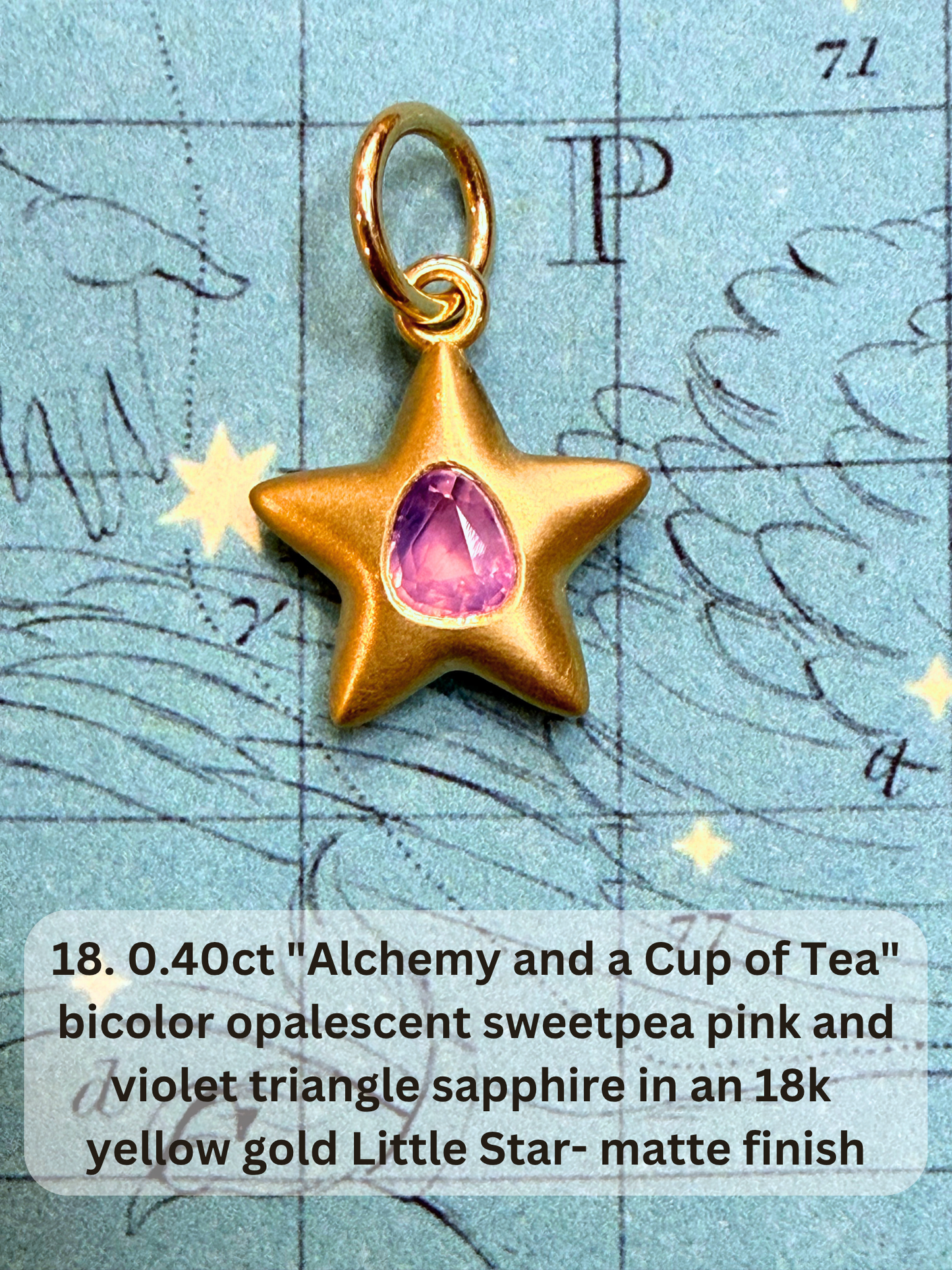 18k Little Star© volume 22 old cut diamond, sapphire, spinel