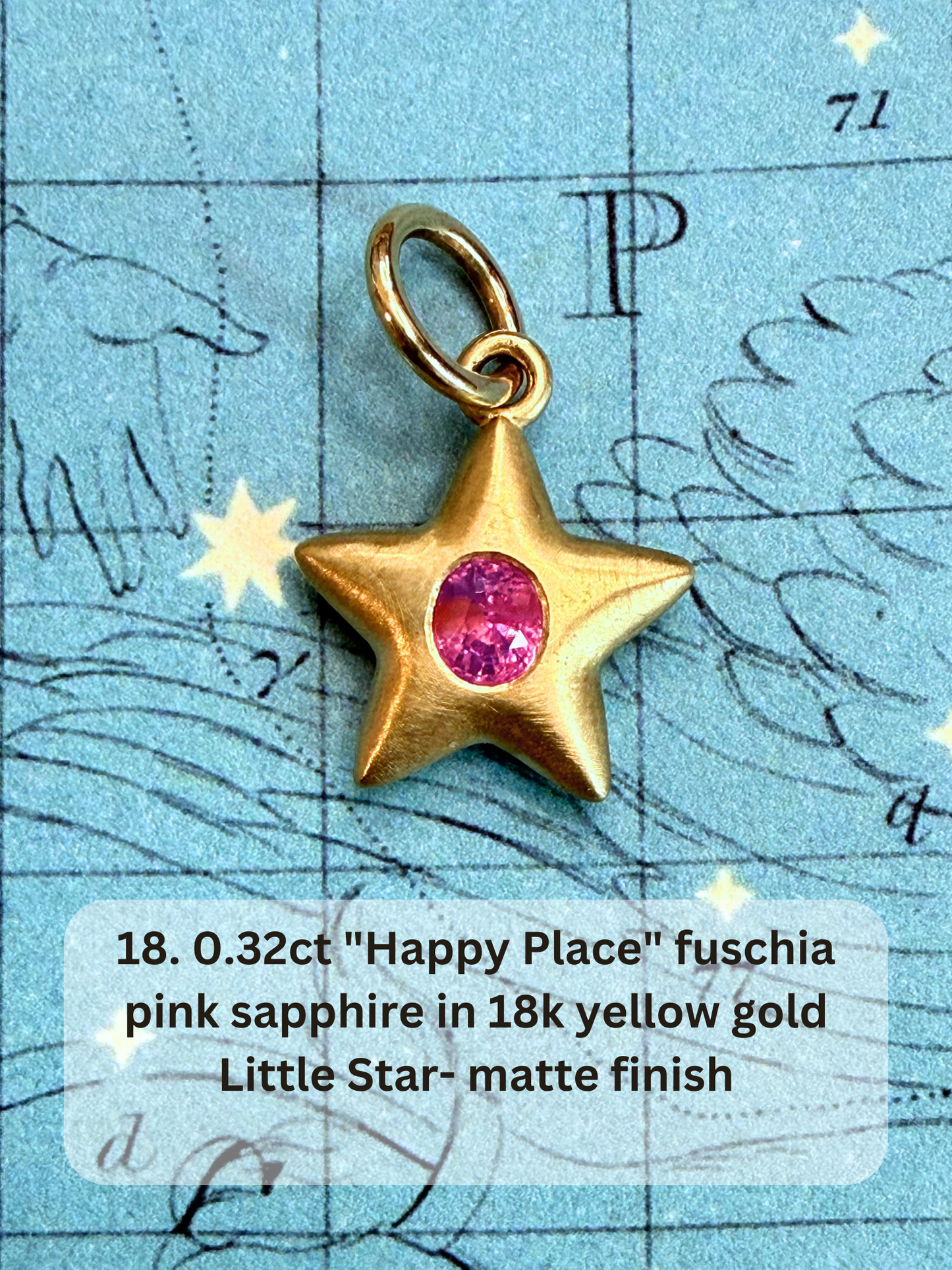 18k Little Star© volume 20 old cut diamond, sapphire, ruby