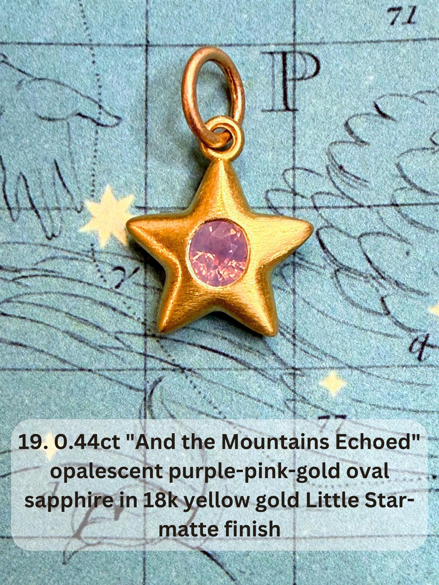 18k Little Star© volume 21 old cut diamond, sapphire, spinel