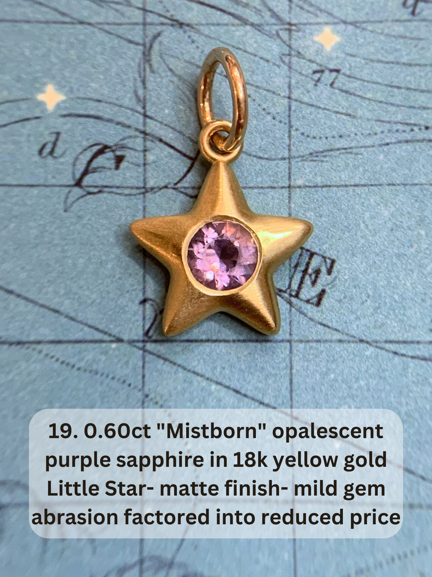 18k Little Star© volume 18 old cut diamonds, multicolor sapphires, emeralds, ruby