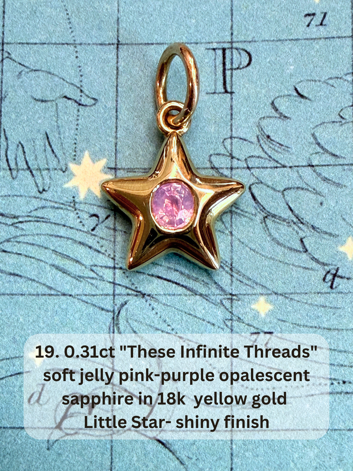 18k Little Star© volume 20 old cut diamond, sapphire, ruby