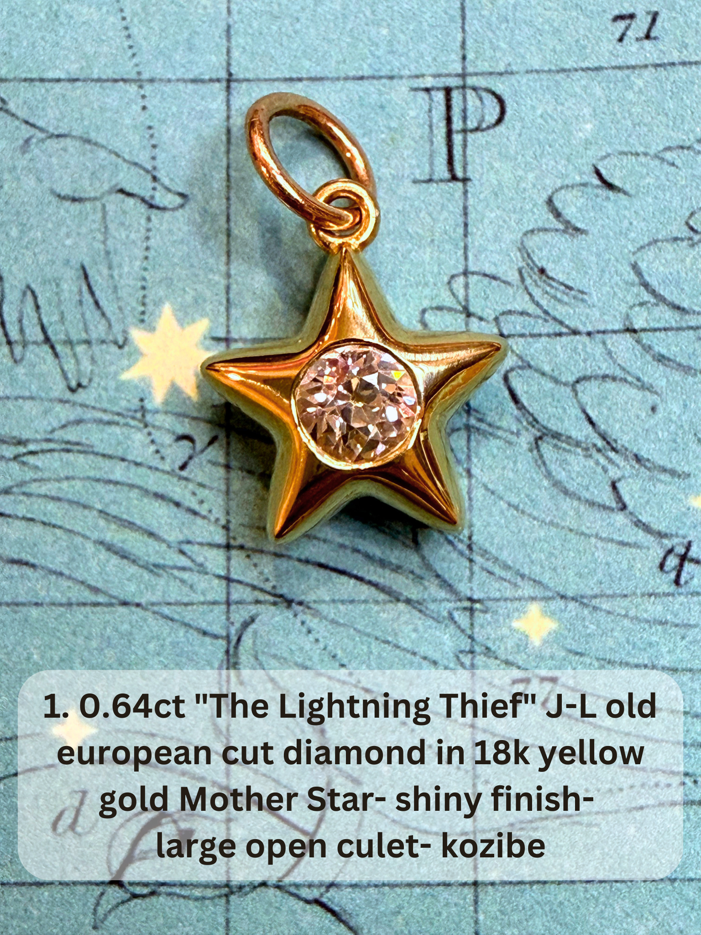 18k Little Star© volume 21 old cut diamond, sapphire, spinel