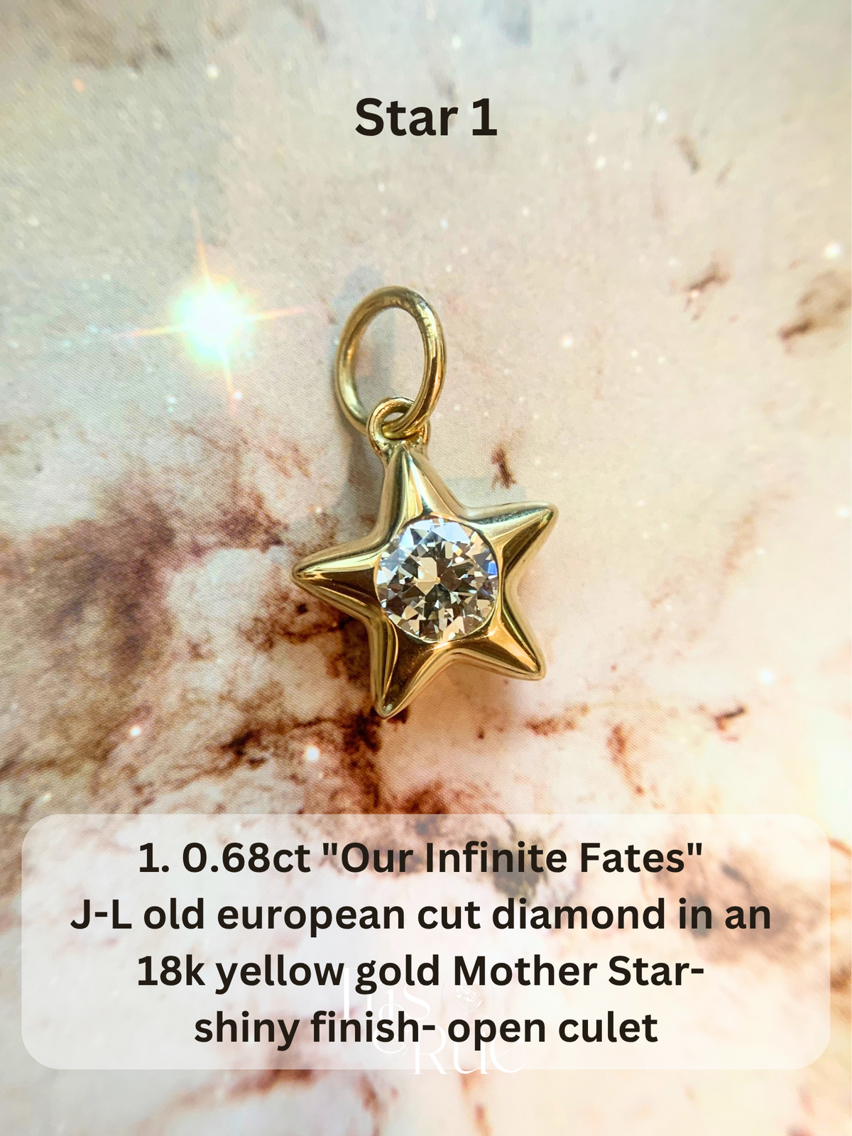 18k Little Star© volume 23 old cut diamond, sapphire, spinel, garnet