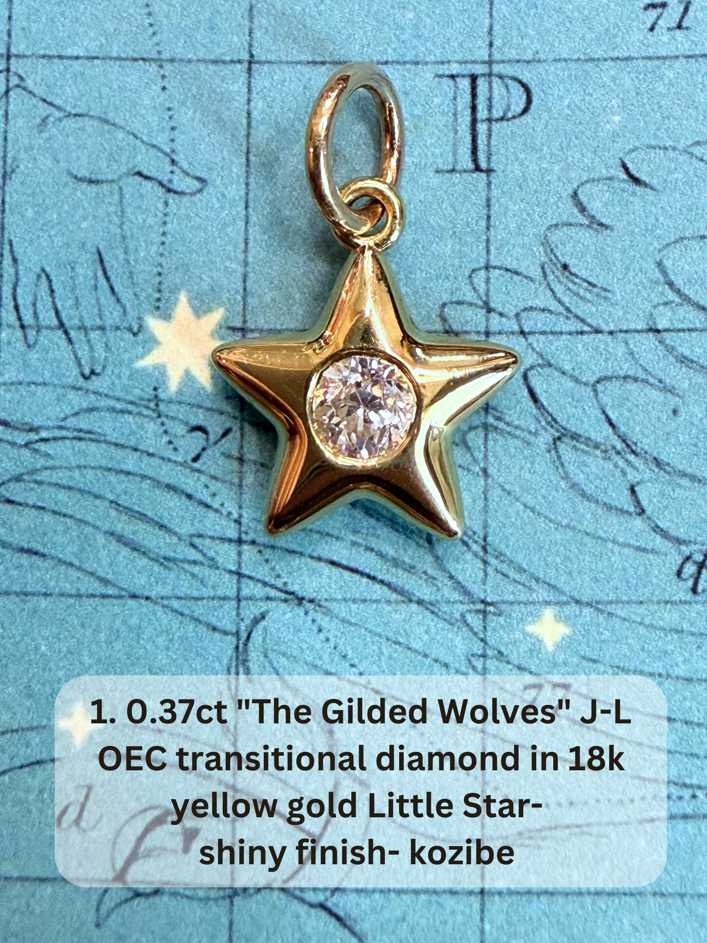 18k Little Star© volume 20 old cut diamond, sapphire, ruby
