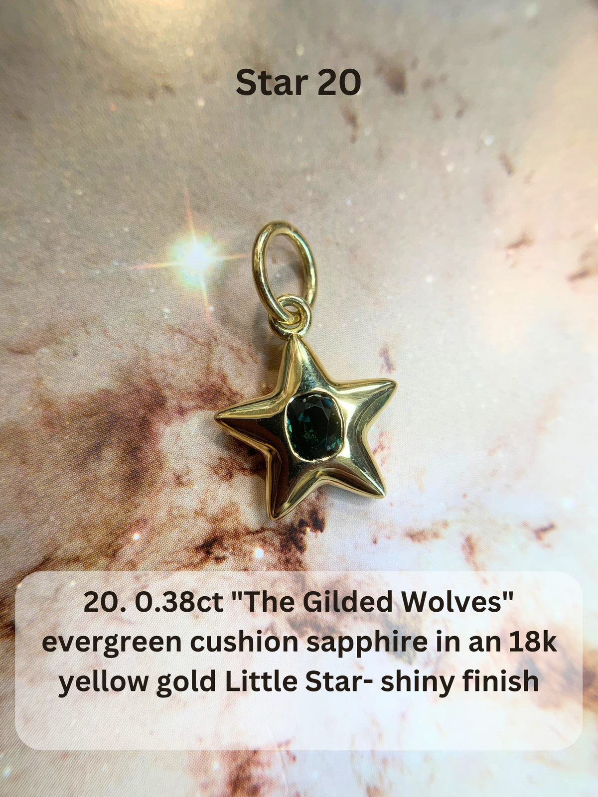 18k Little Star© volume 23 old cut diamond, sapphire, spinel, garnet