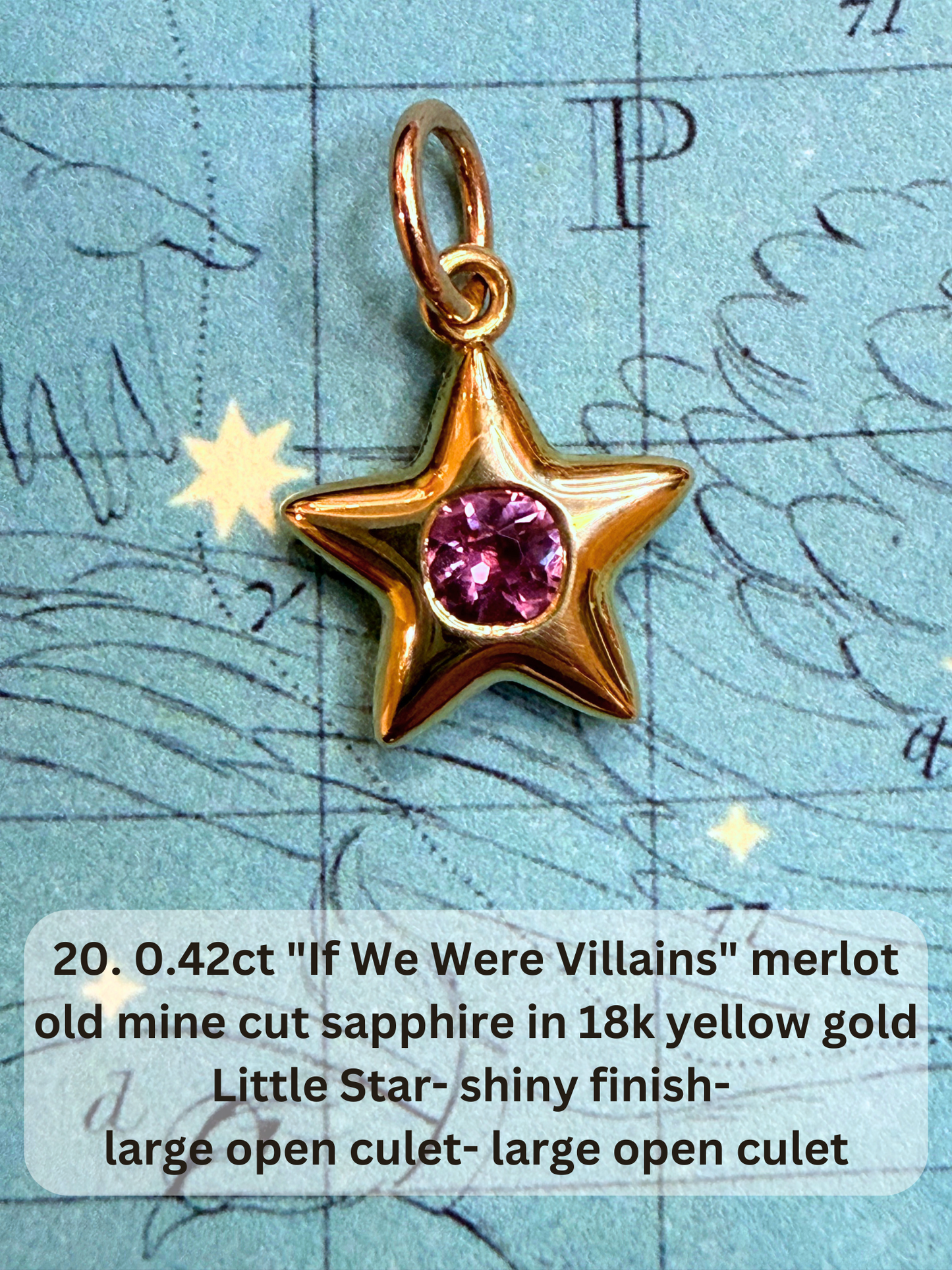18k Little Star© volume 21 old cut diamond, sapphire, spinel