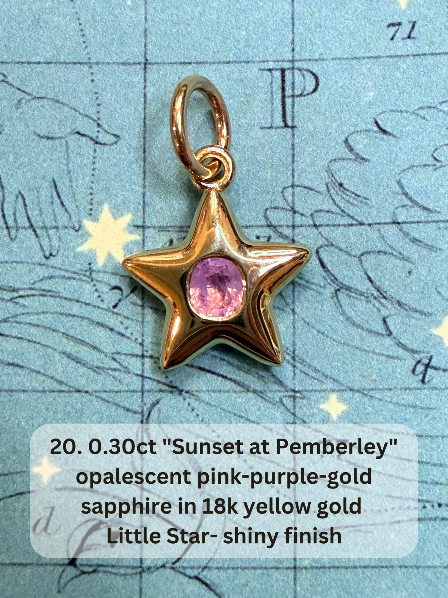 18k Little Star© volume 19 old cut diamond, sapphire, emerald, ruby, garnet