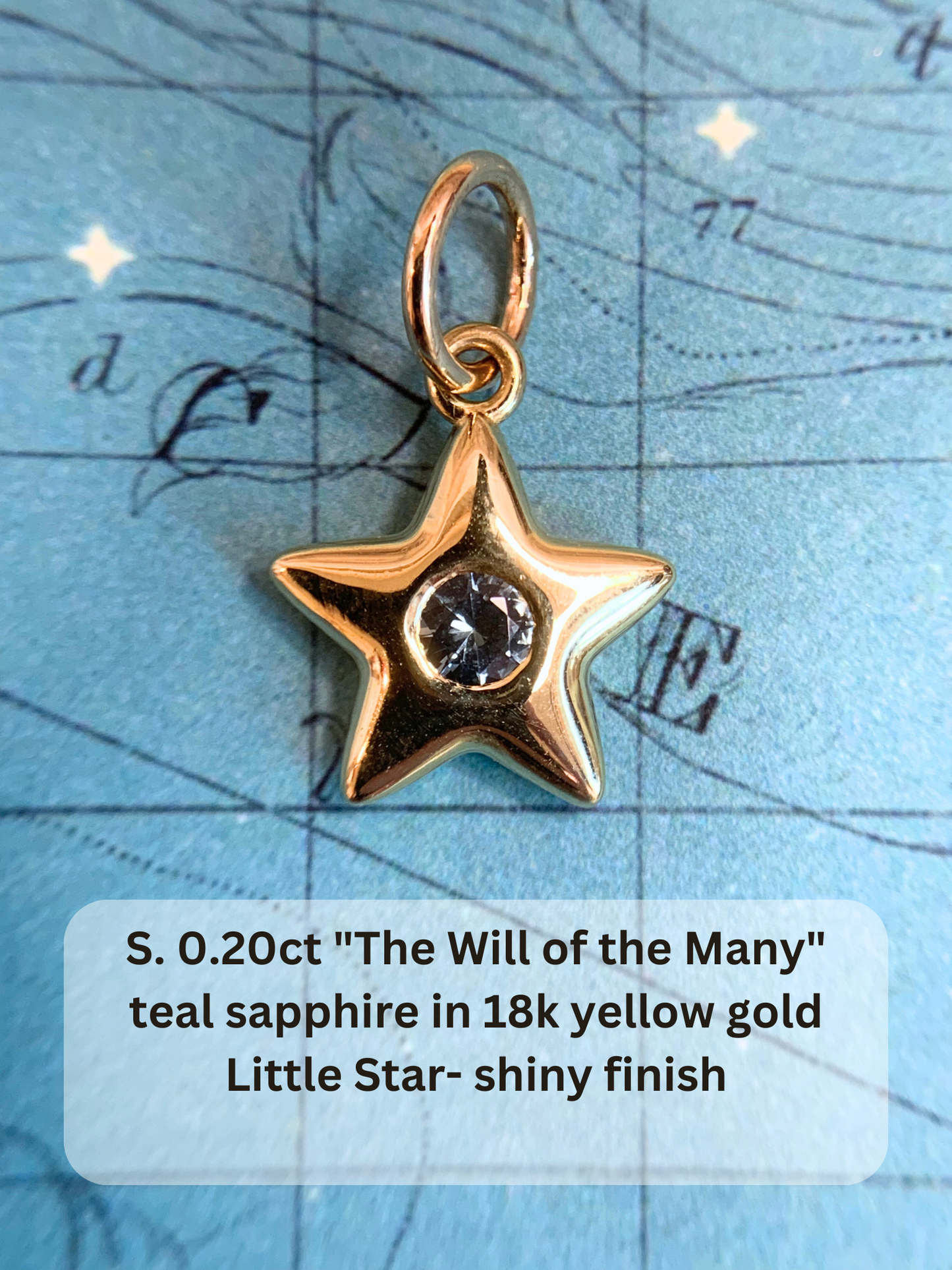 18k Little Star© volume 16 old cut diamonds, Mother Stars, heart edition sapphires, multicolor sapphires, emerald, garnet