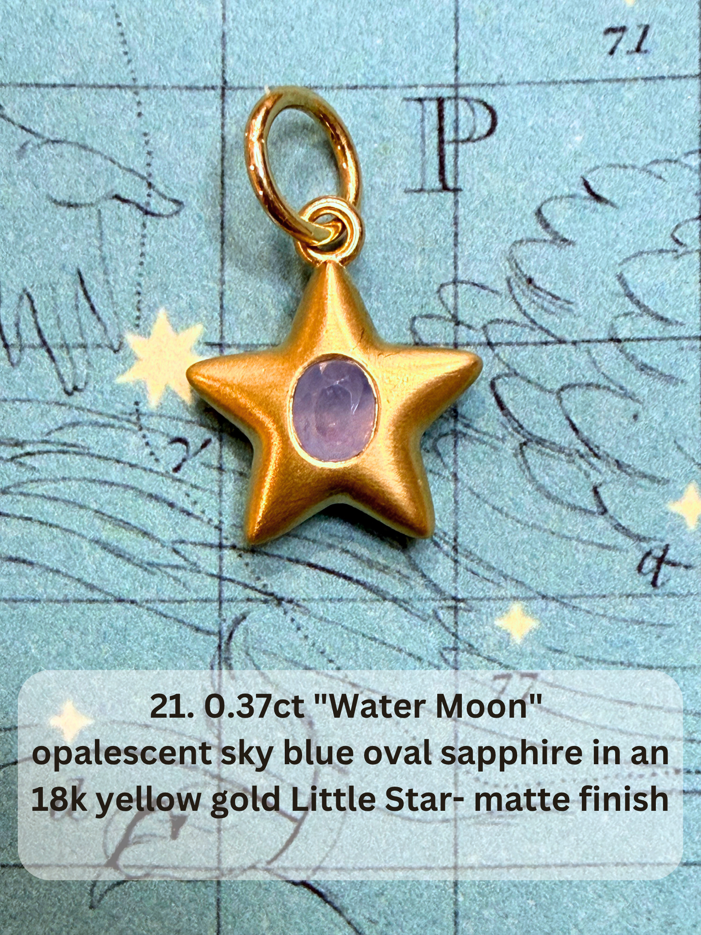 18k Little Star© volume 22 old cut diamond, sapphire, spinel