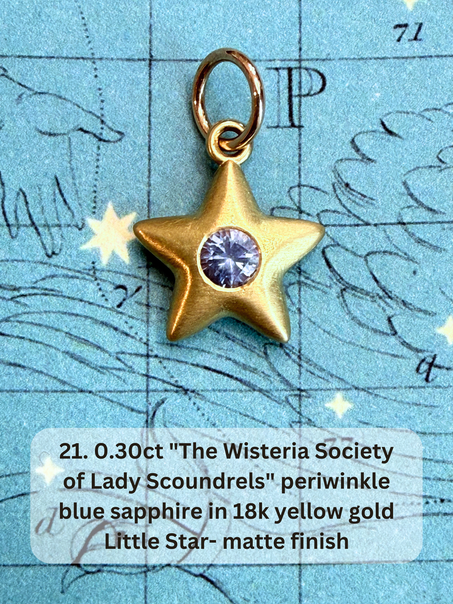18k Little Star© volume 20 old cut diamond, sapphire, ruby