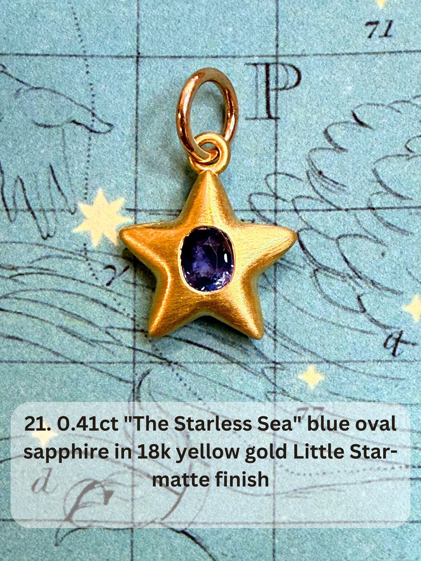 18k Little Star© volume 21 old cut diamond, sapphire, spinel
