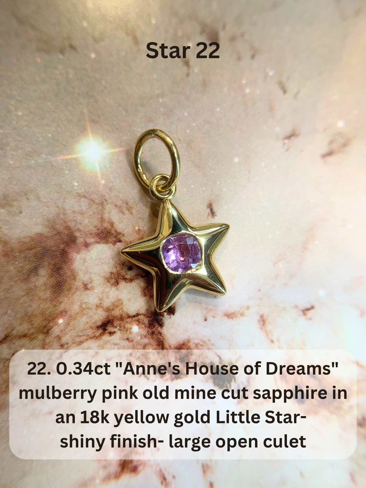 18k Little Star© volume 23 old cut diamond, sapphire, spinel, garnet