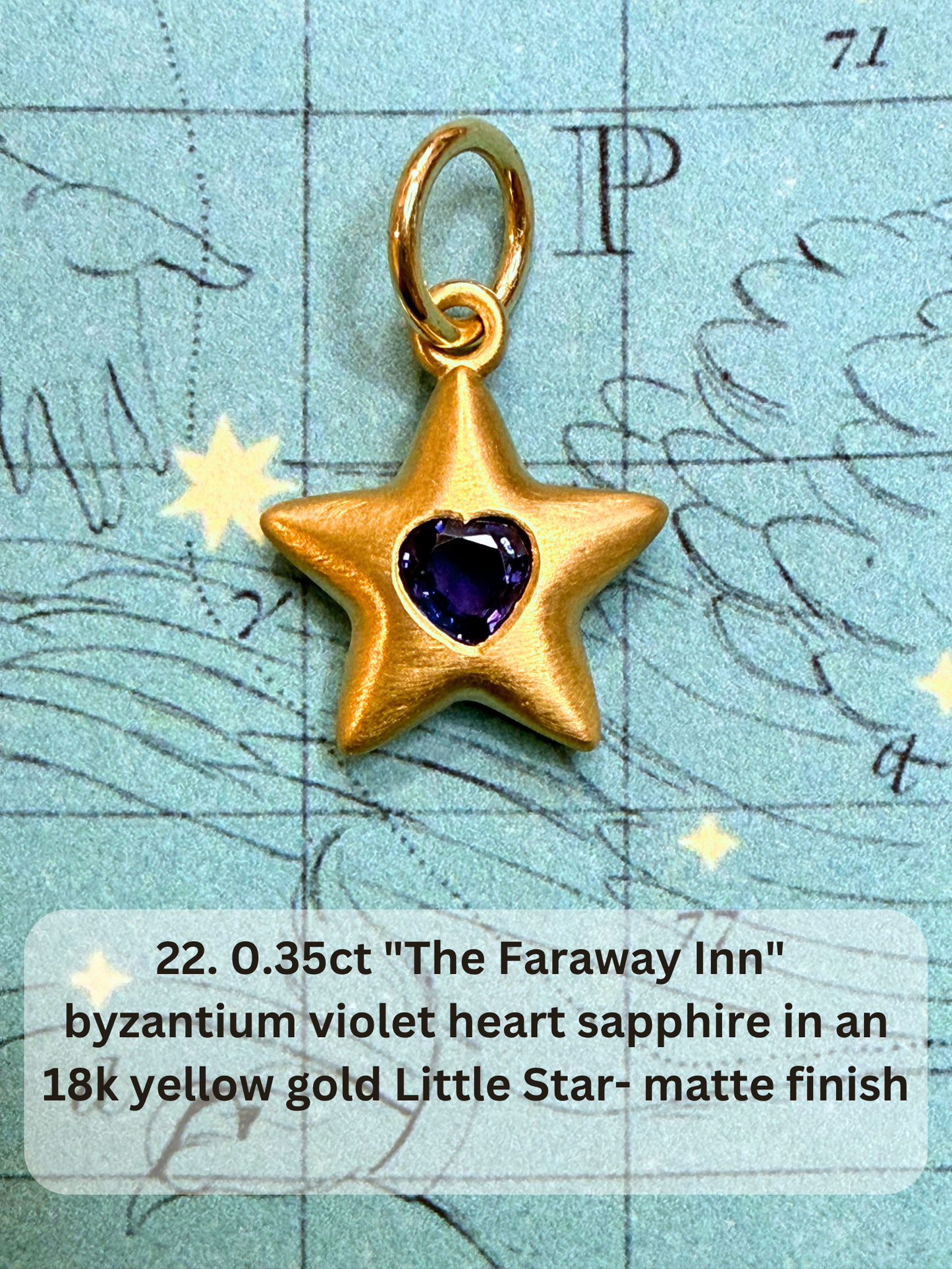 18k Little Star© volume 22 old cut diamond, sapphire, spinel
