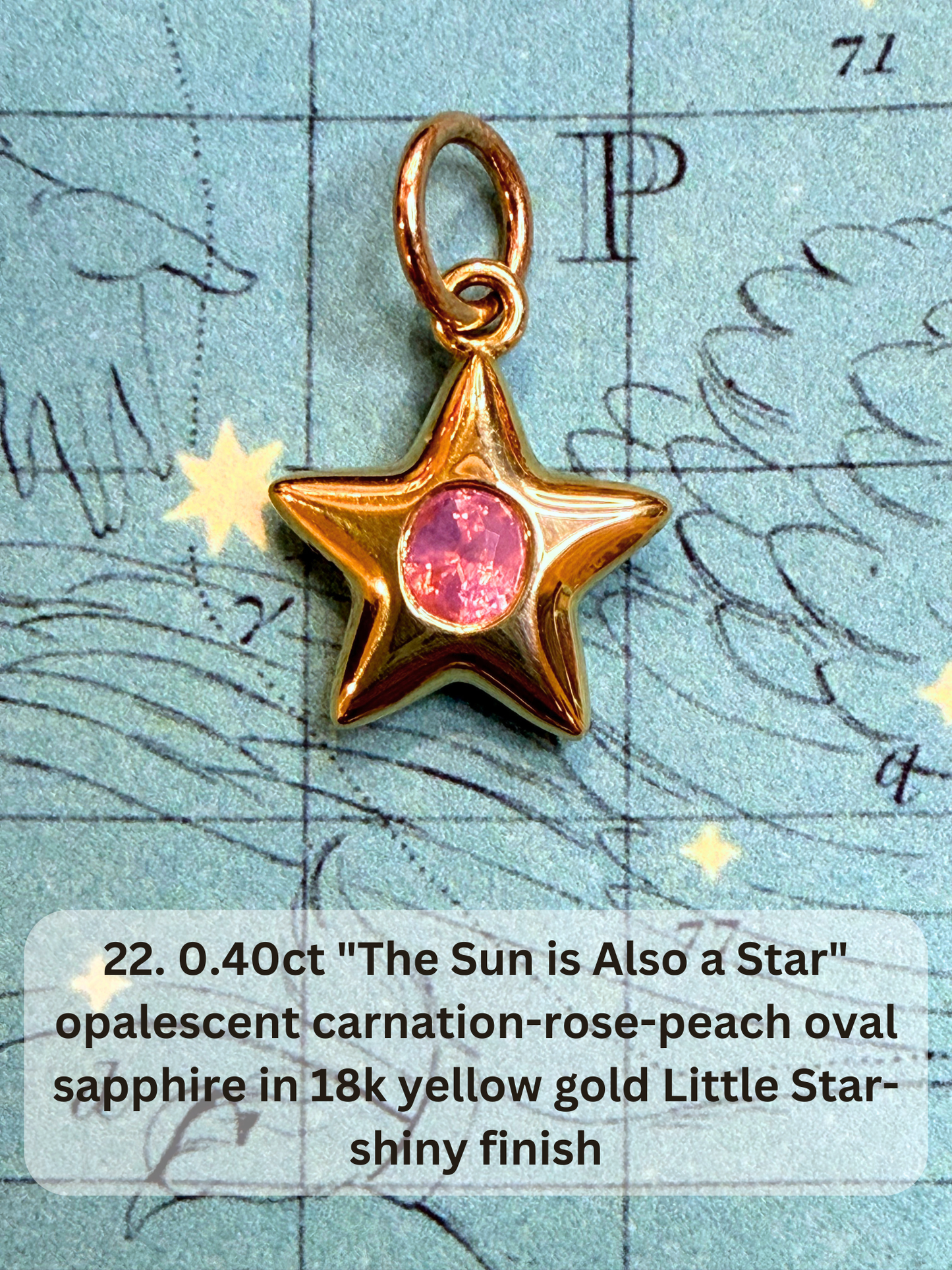 18k Little Star© volume 21 old cut diamond, sapphire, spinel
