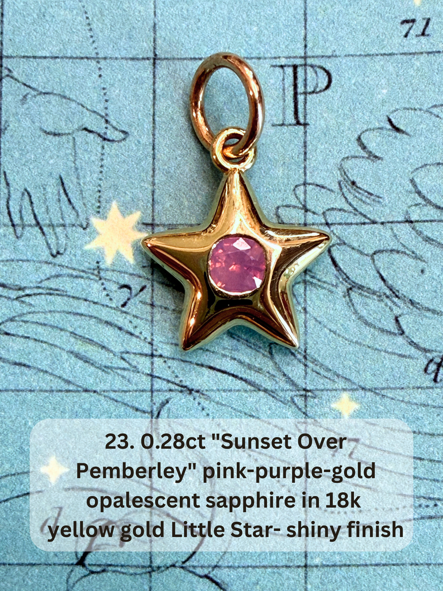 18k Little Star© volume 20 old cut diamond, sapphire, ruby