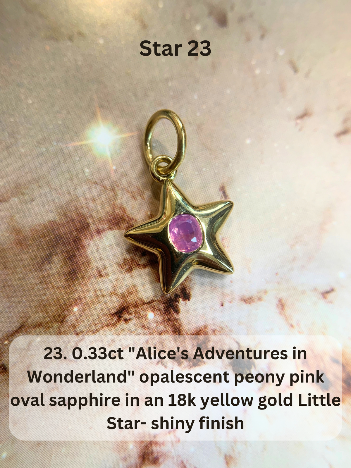 18k Little Star© volume 23 old cut diamond, sapphire, spinel, garnet