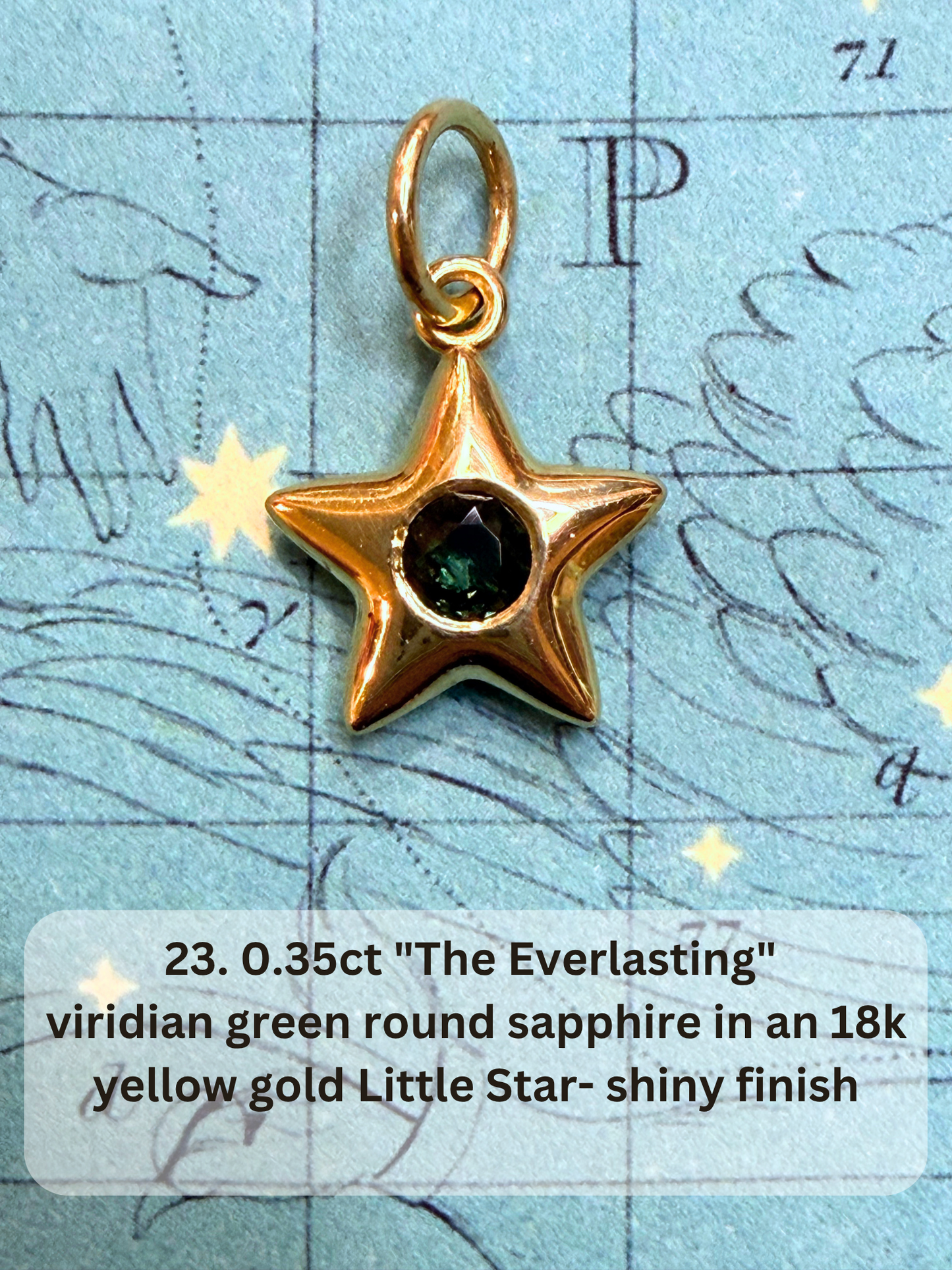 18k Little Star© volume 22 old cut diamond, sapphire, spinel