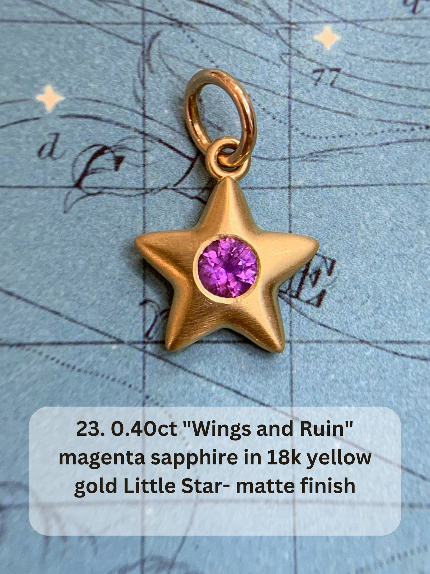 18k Little Star© volume 18 old cut diamonds, multicolor sapphires, emeralds, ruby