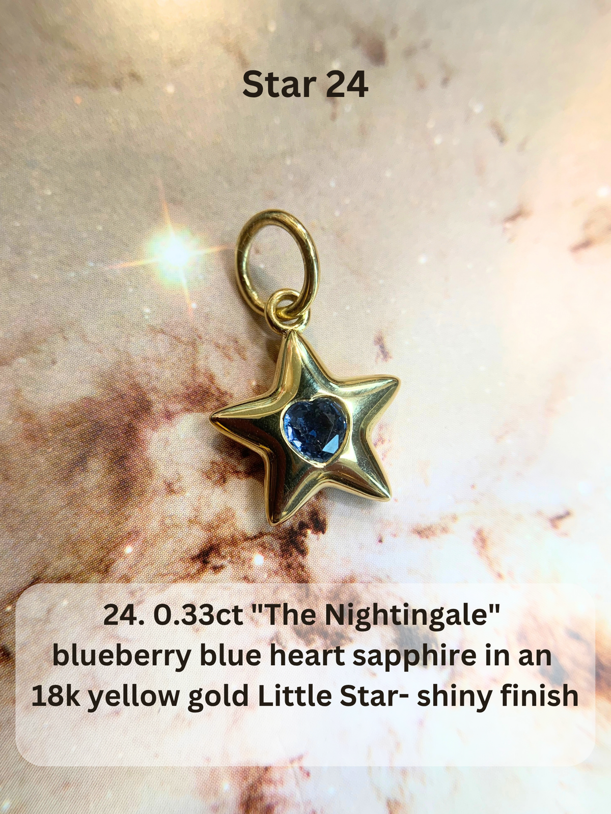 18k Little Star© volume 23 old cut diamond, sapphire, spinel, garnet