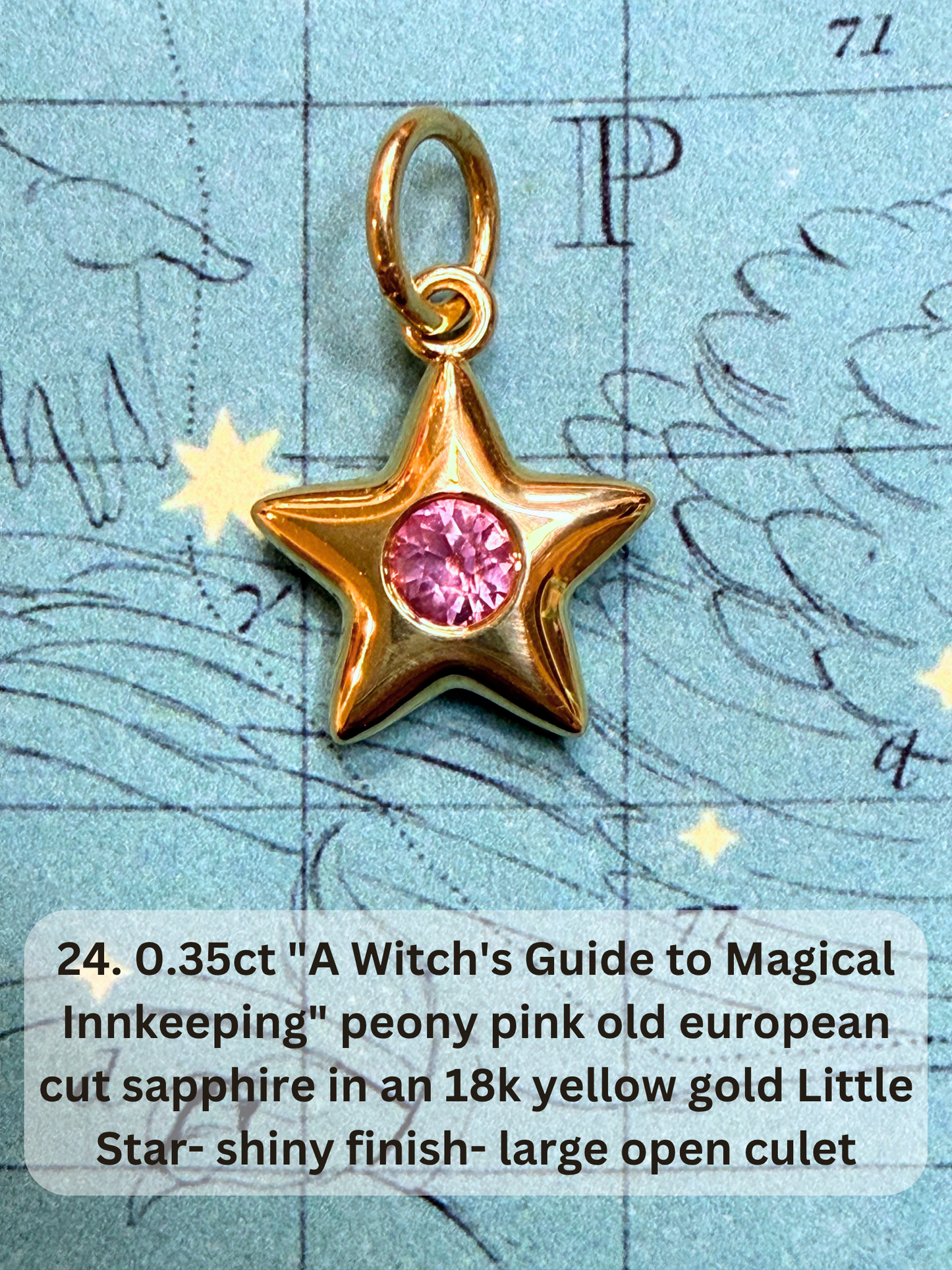18k Little Star© volume 22 old cut diamond, sapphire, spinel