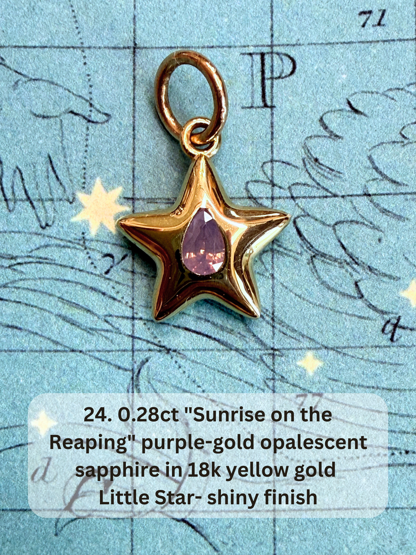 18k Little Star© volume 20 old cut diamond, sapphire, ruby