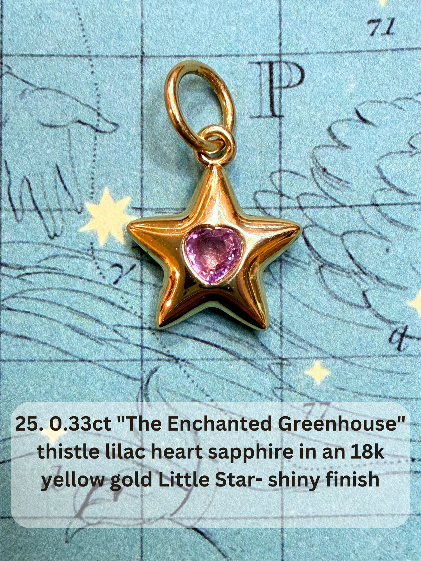 18k Little Star© volume 22 old cut diamond, sapphire, spinel