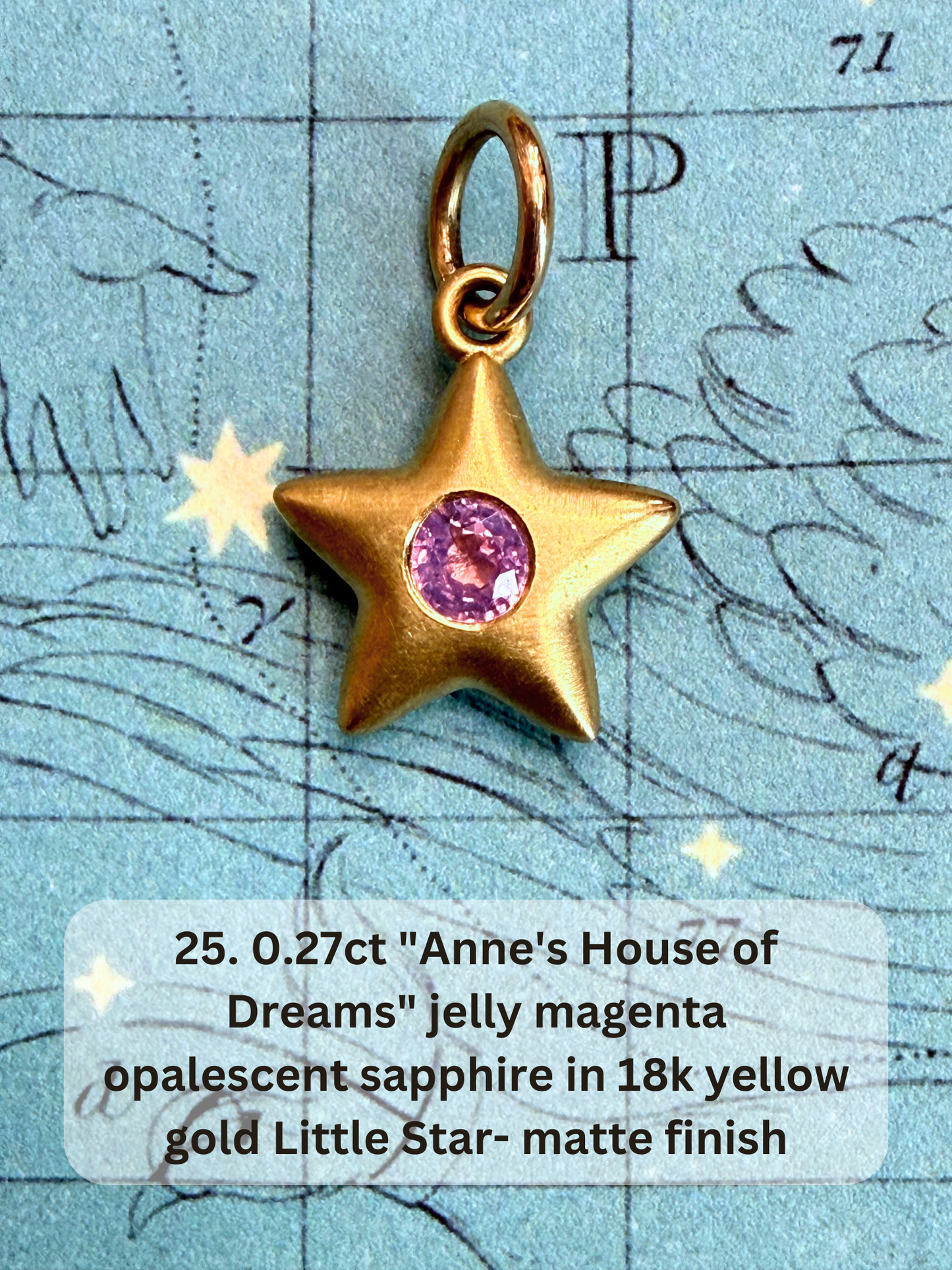 18k Little Star© volume 20 old cut diamond, sapphire, ruby