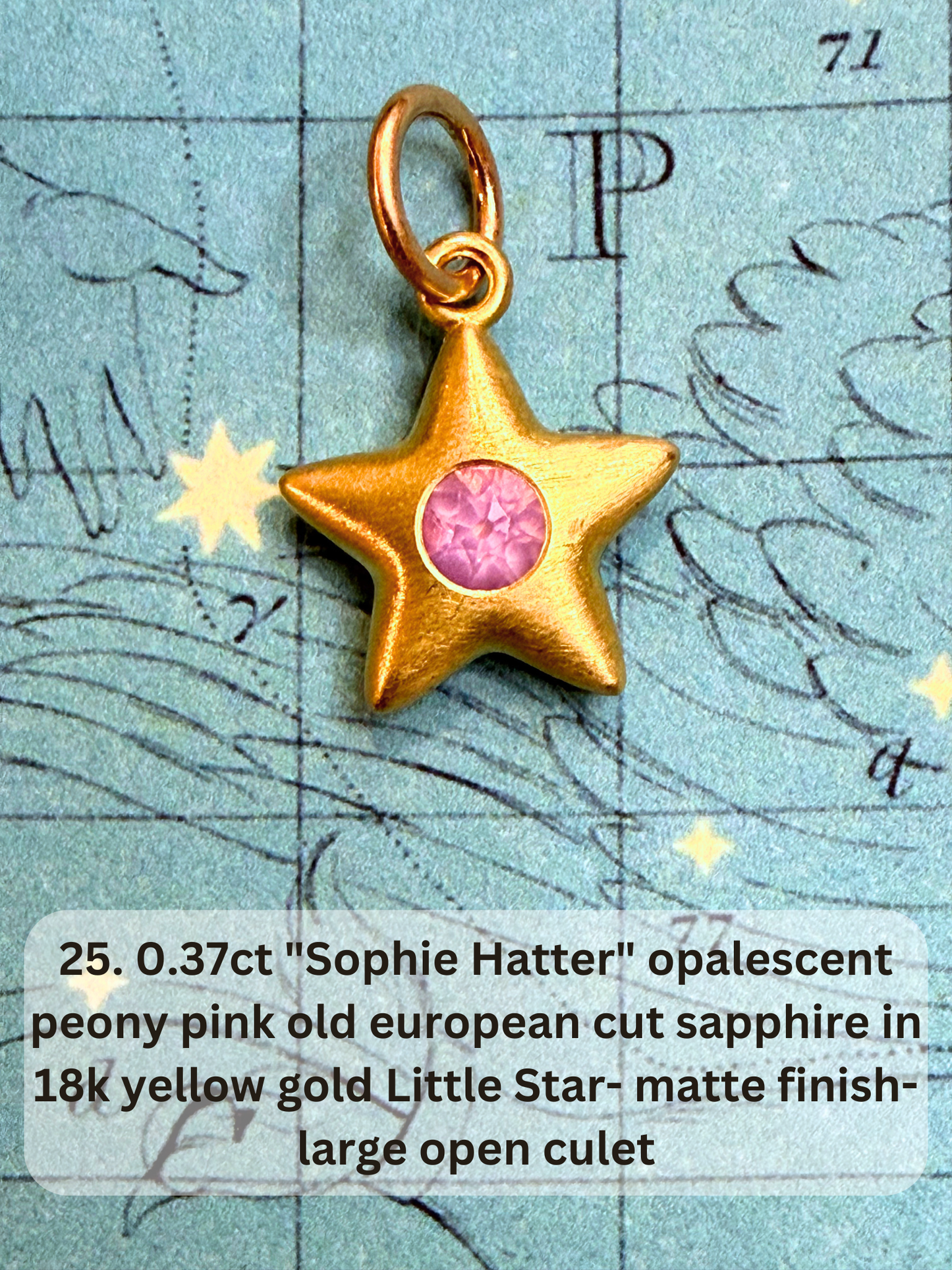 18k Little Star© volume 21 old cut diamond, sapphire, spinel