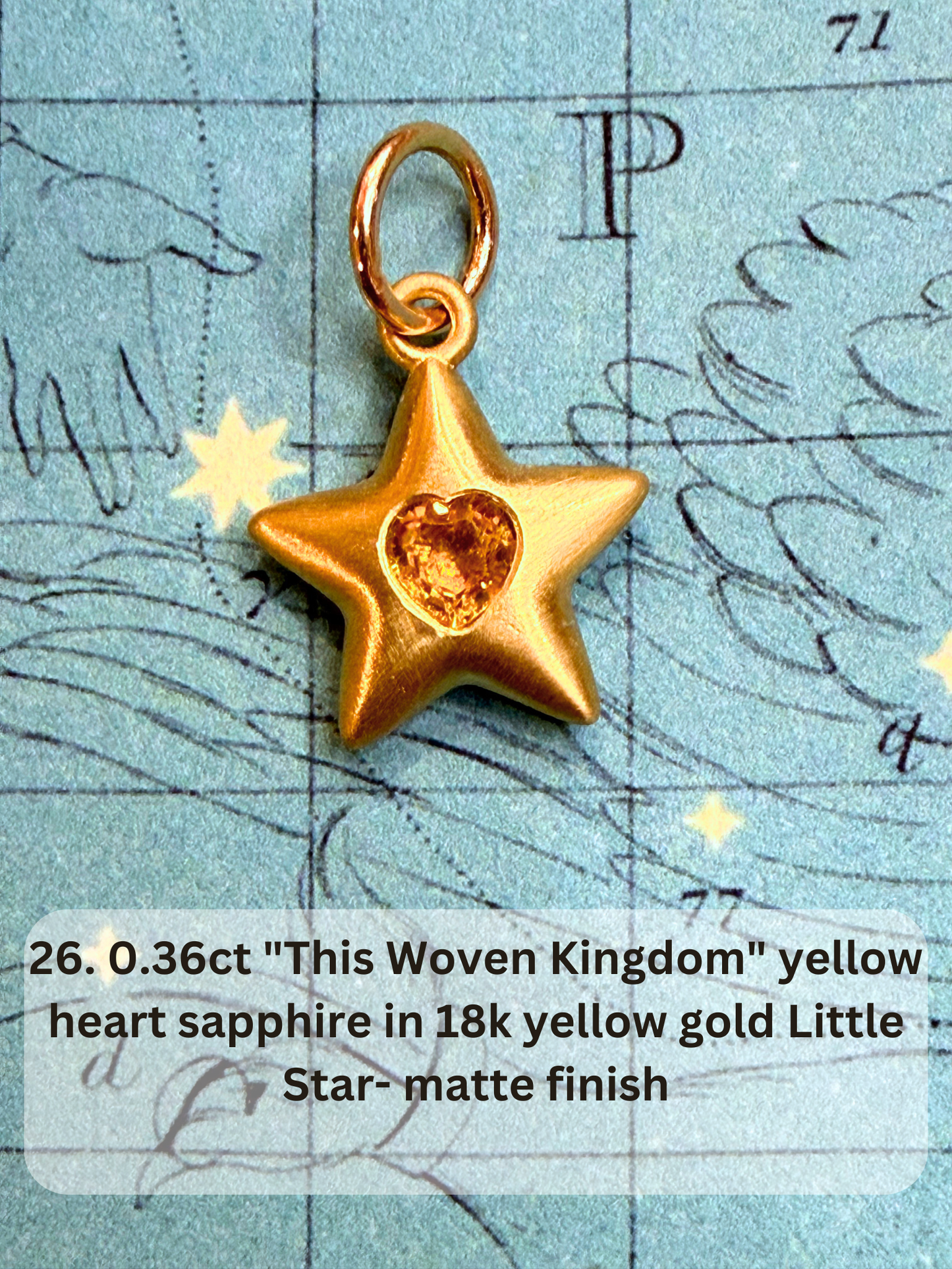 18k Little Star© volume 21 old cut diamond, sapphire, spinel