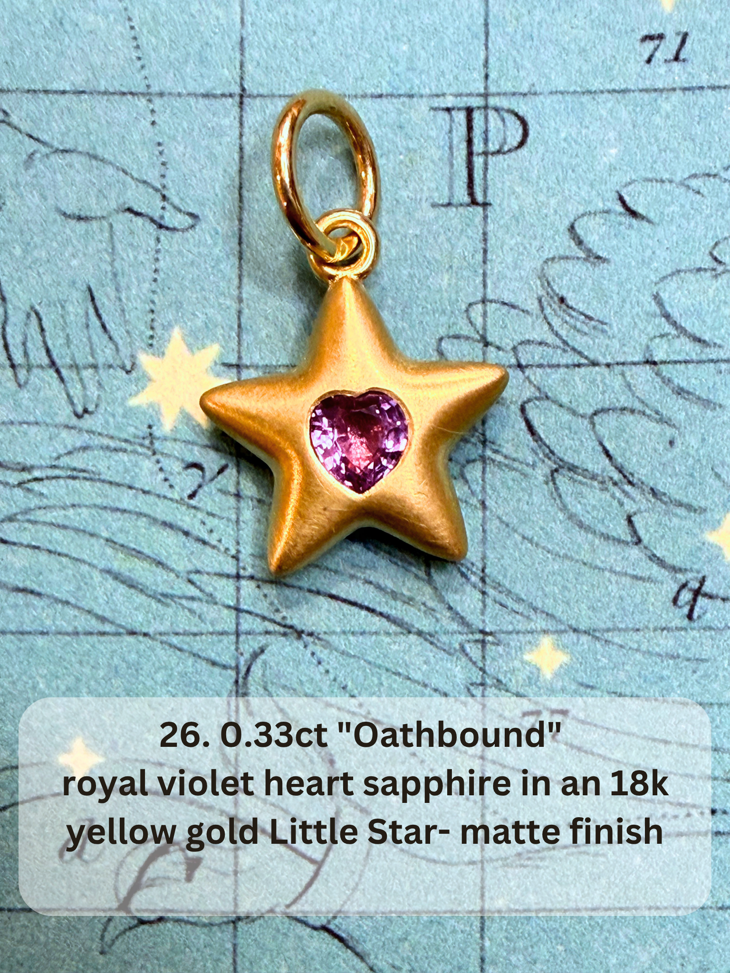 18k Little Star© volume 22 old cut diamond, sapphire, spinel