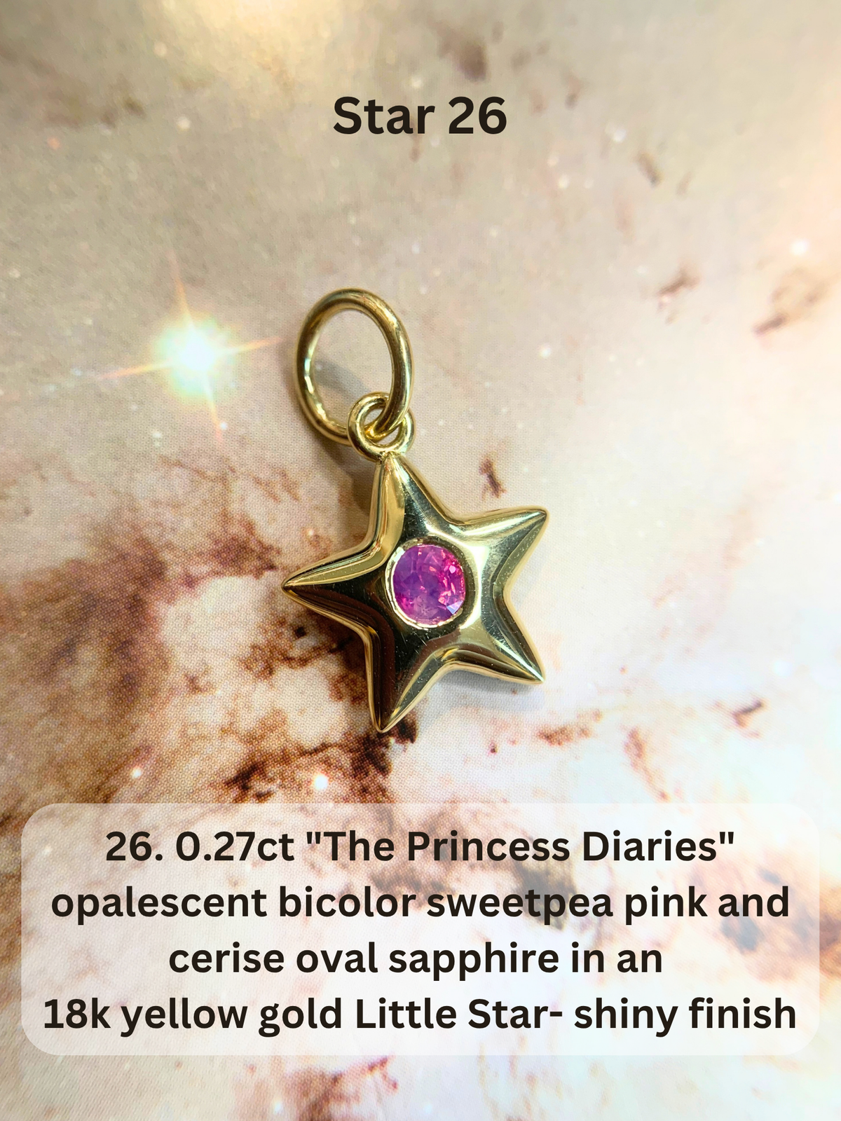 18k Little Star© volume 23 old cut diamond, sapphire, spinel, garnet
