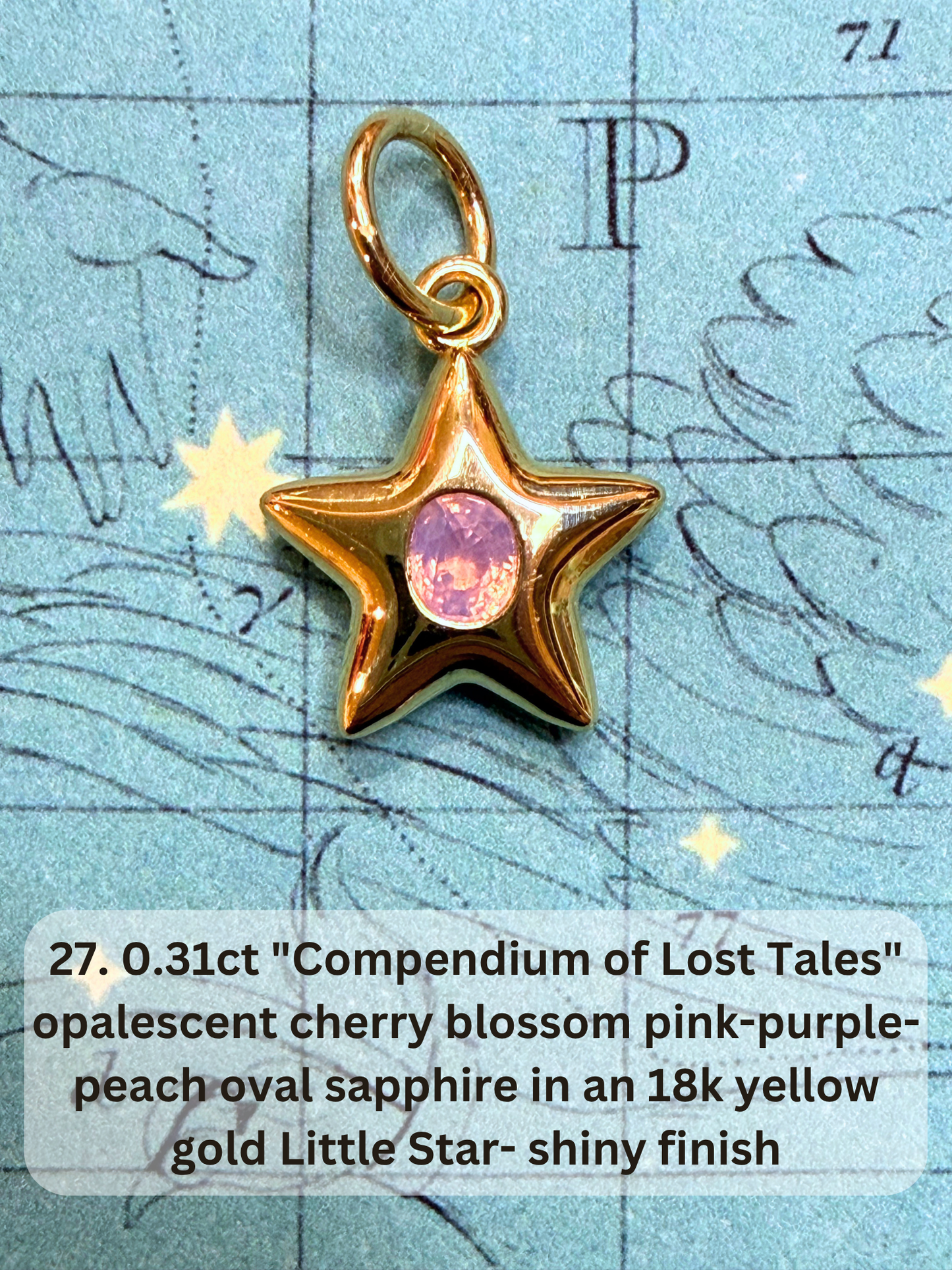 18k Little Star© volume 22 old cut diamond, sapphire, spinel