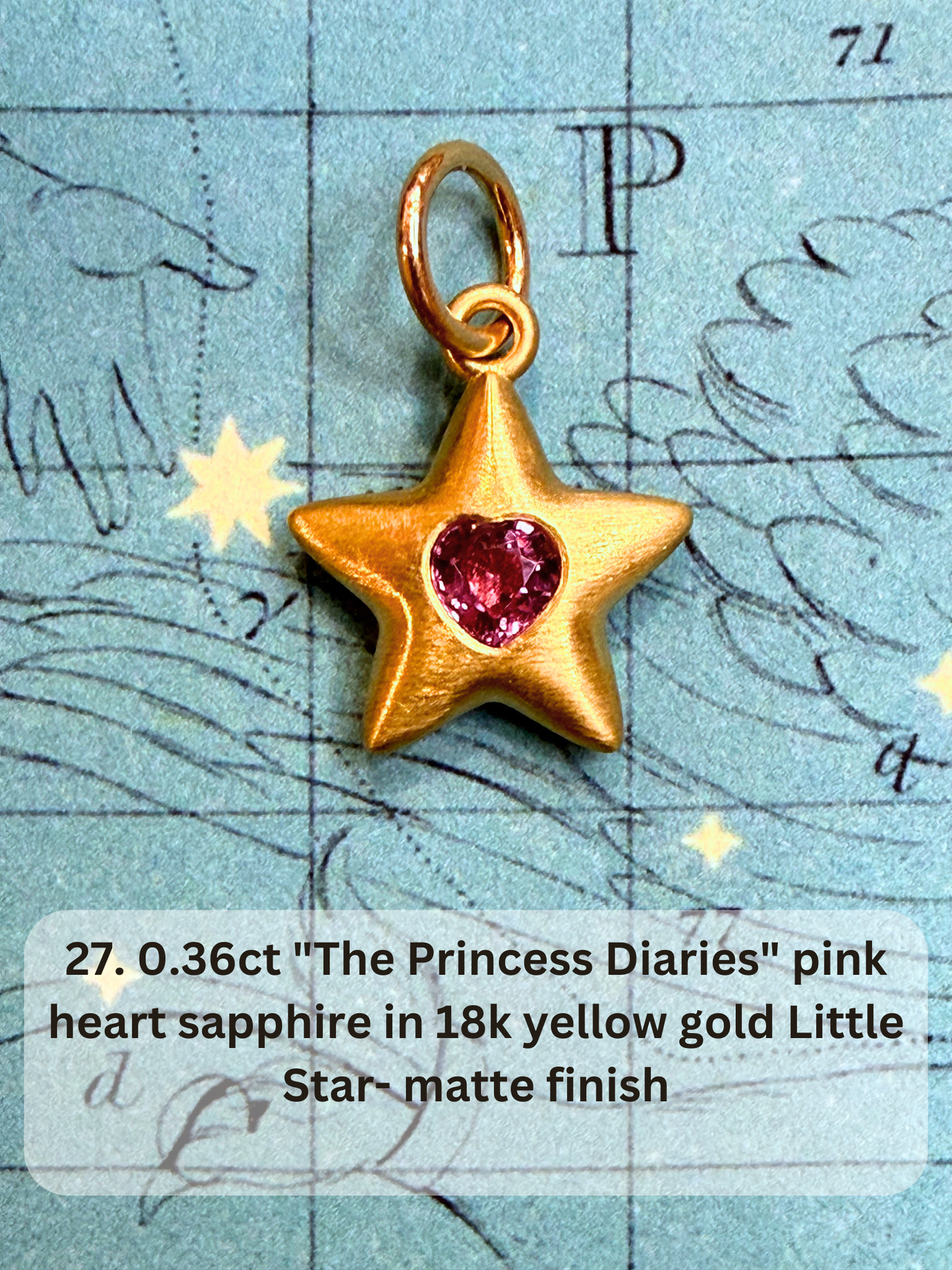 18k Little Star© volume 21 old cut diamond, sapphire, spinel