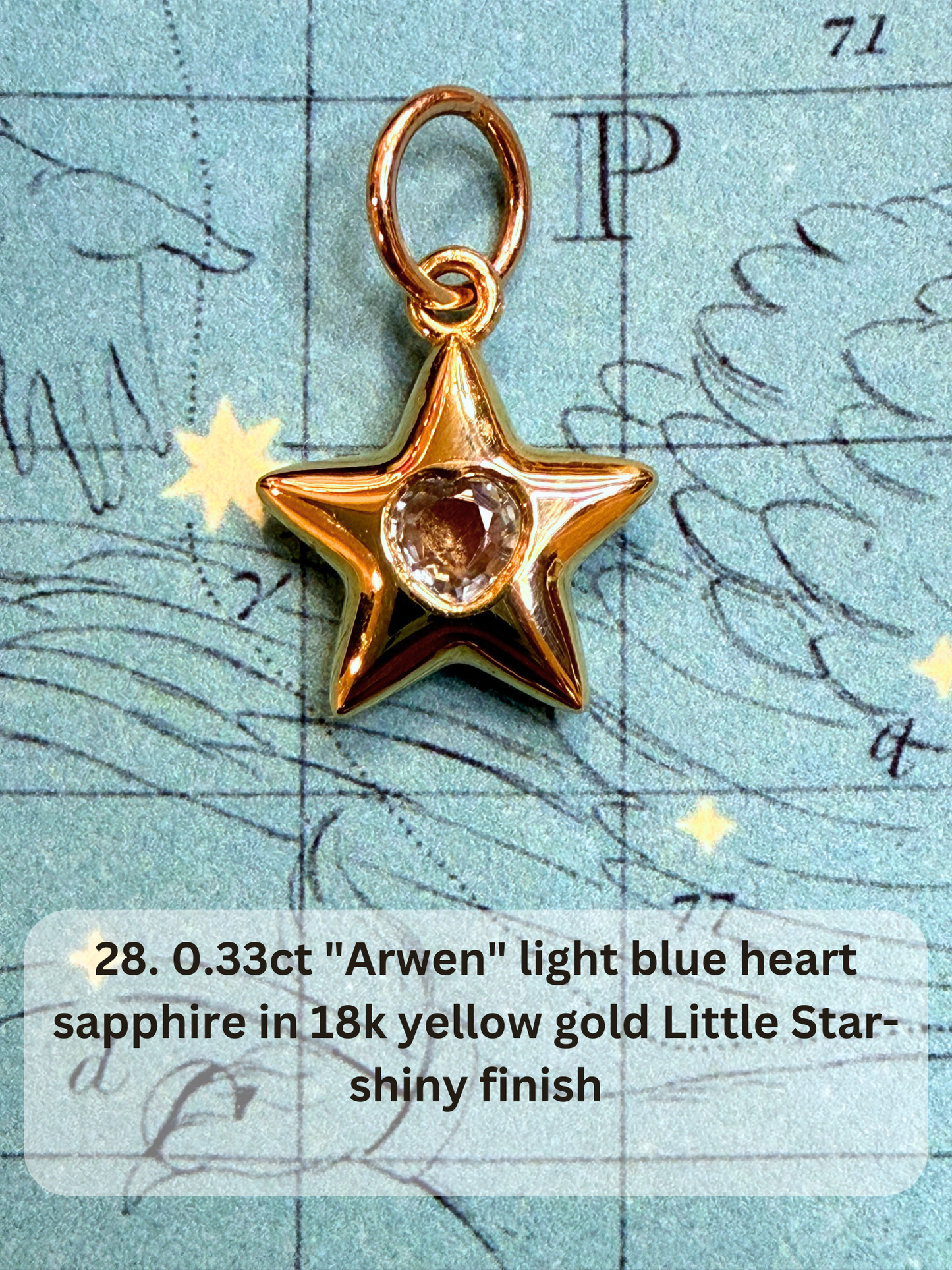 18k Little Star© volume 21 old cut diamond, sapphire, spinel