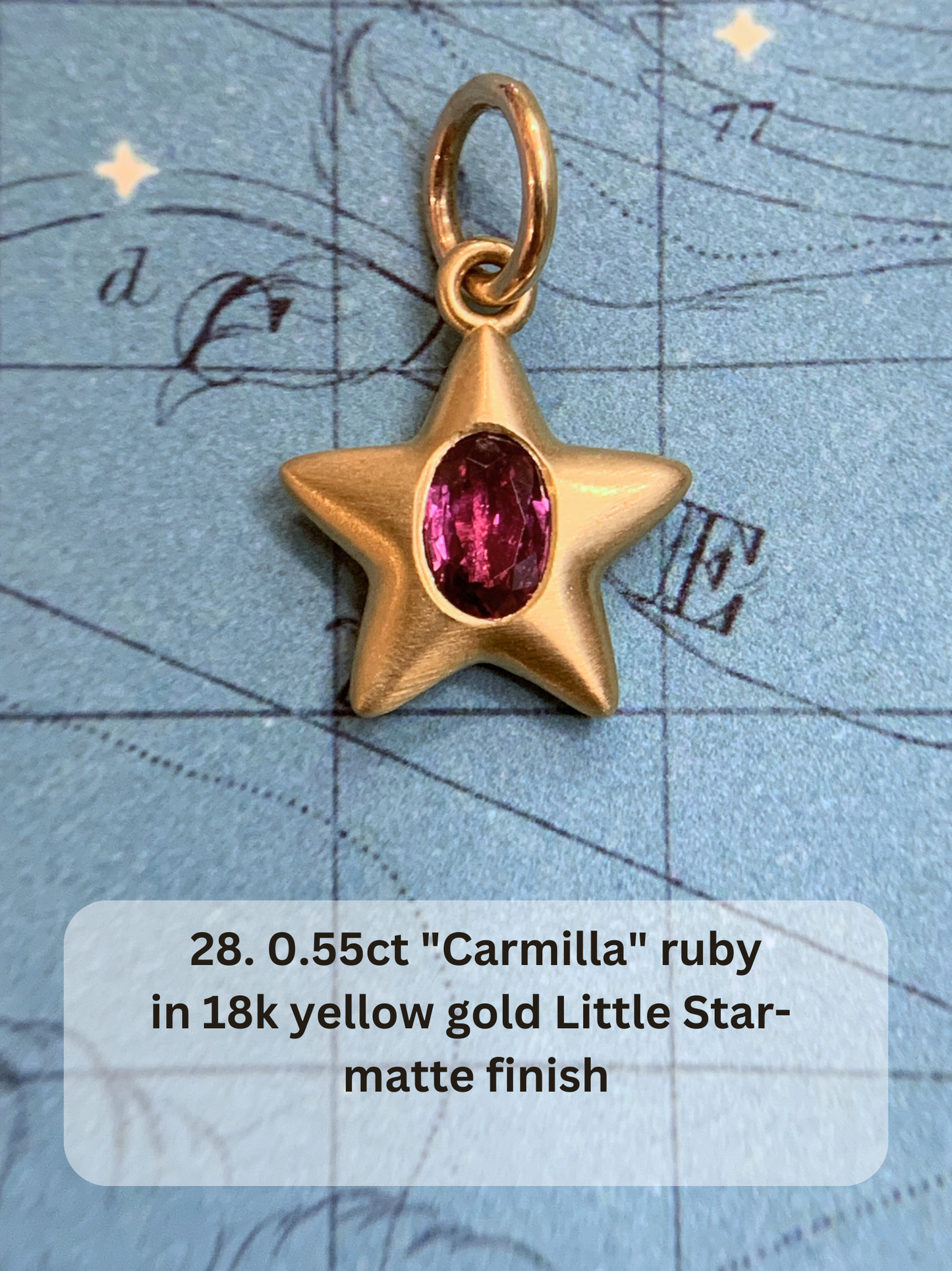 18k Little Star© volume 18 old cut diamonds, multicolor sapphires, emeralds, ruby