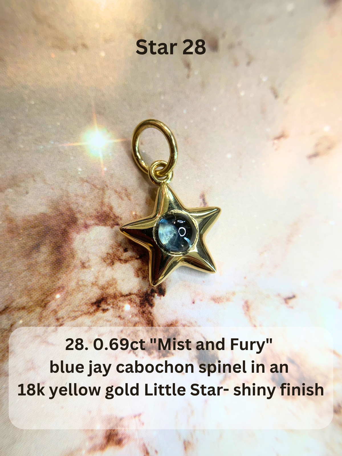 18k Little Star© volume 23 old cut diamond, sapphire, spinel, garnet