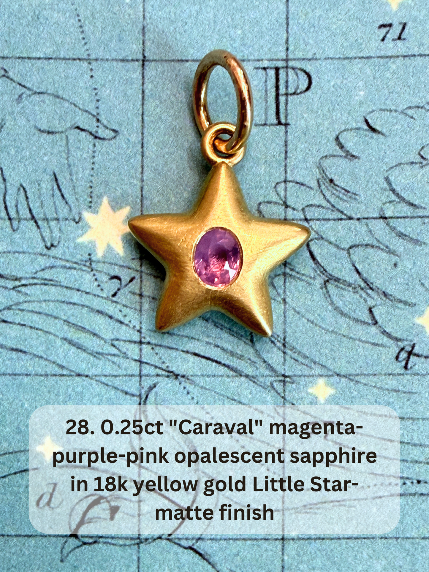18k Little Star© volume 20 old cut diamond, sapphire, ruby
