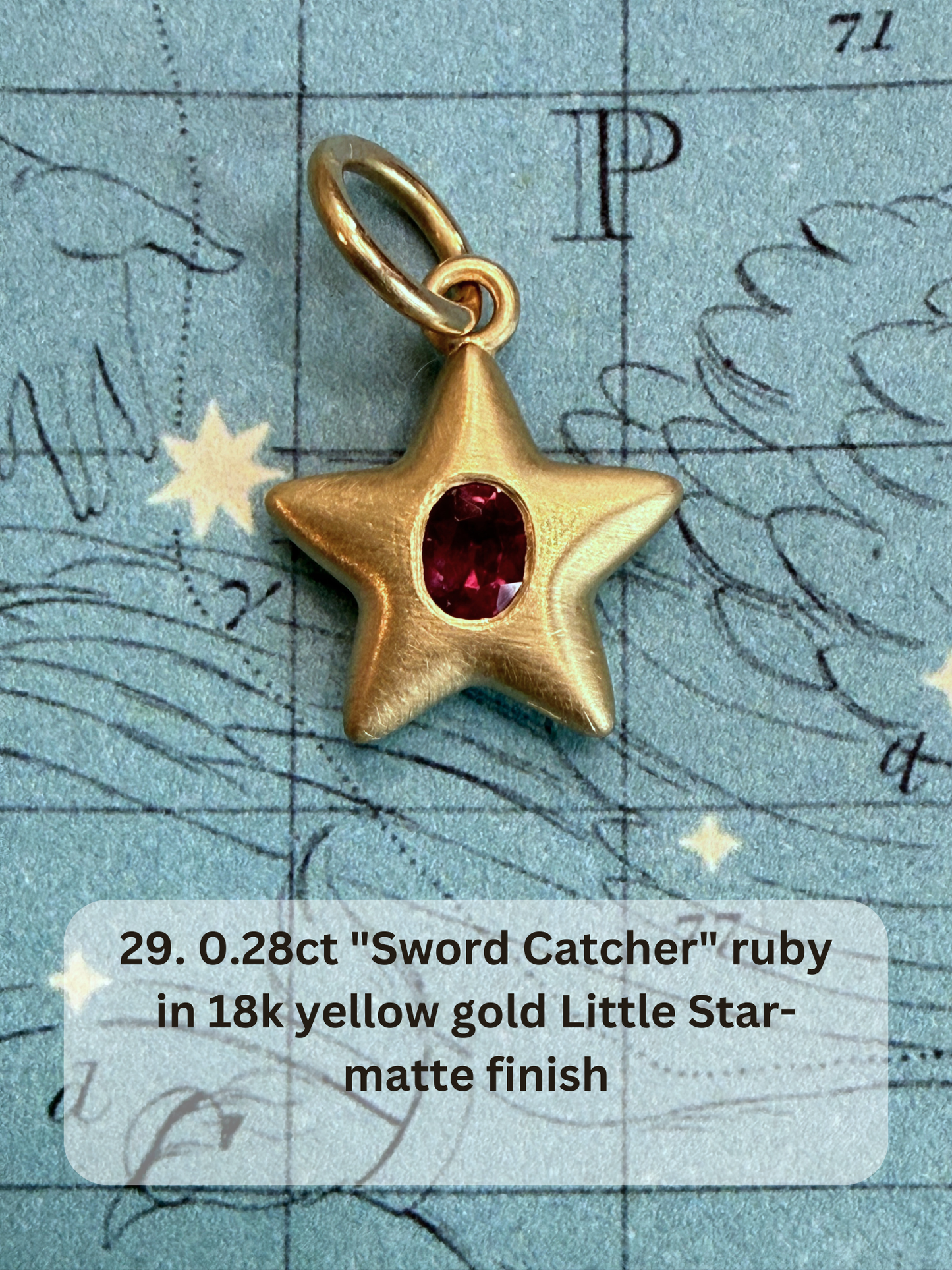 18k Little Star© volume 20 old cut diamond, sapphire, ruby