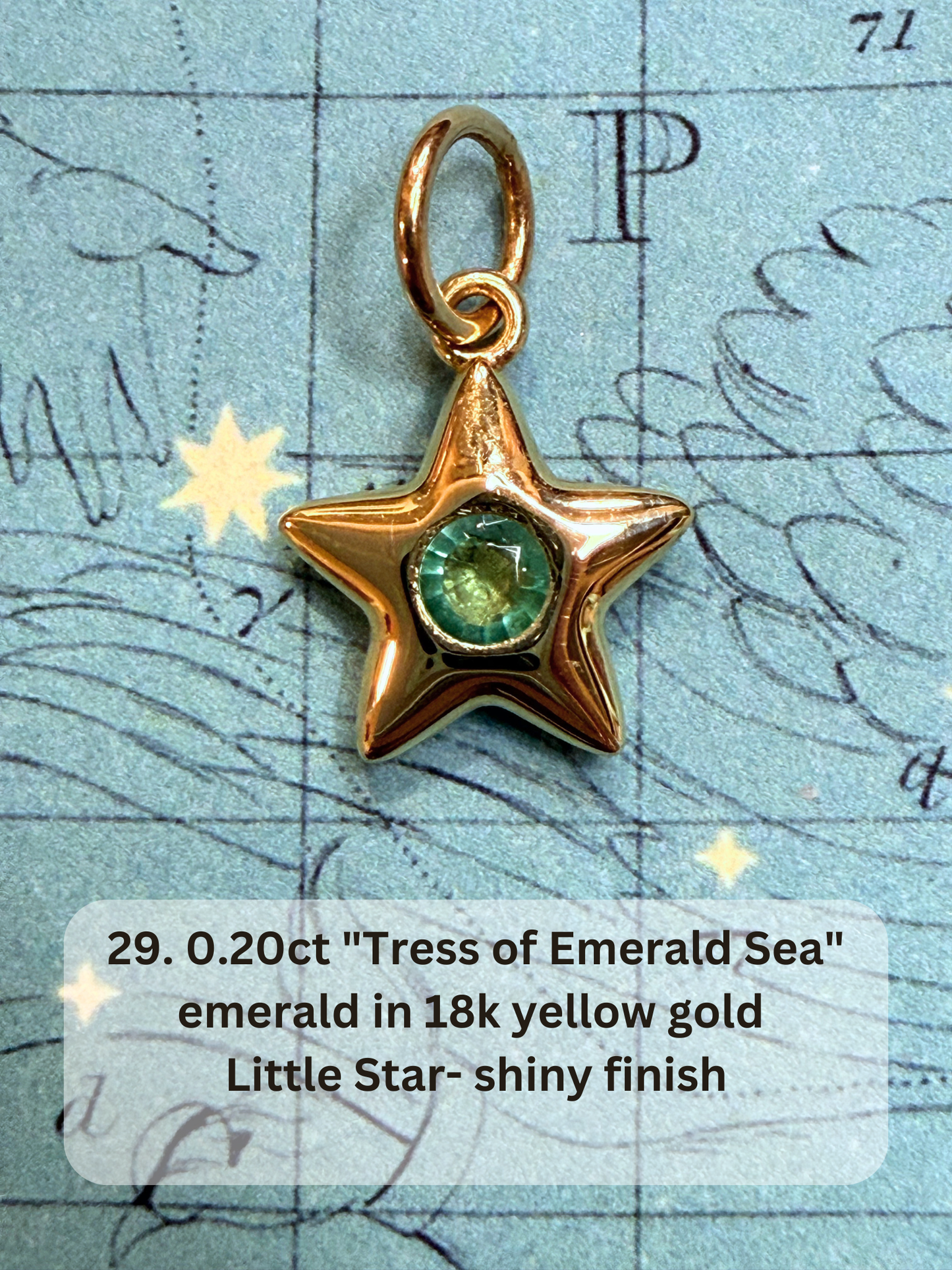 18k Little Star© volume 19 old cut diamond, sapphire, emerald, ruby, garnet