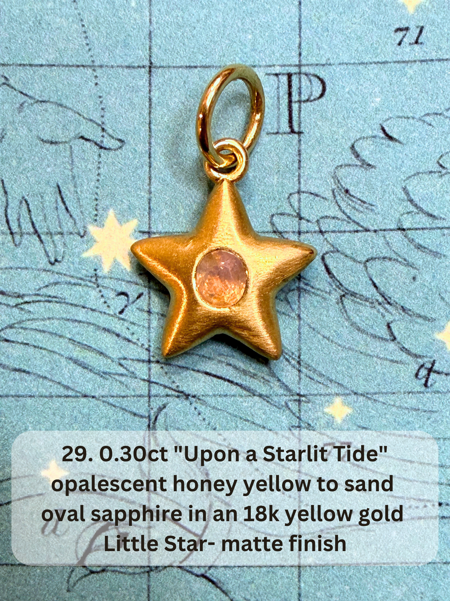 18k Little Star© volume 22 old cut diamond, sapphire, spinel