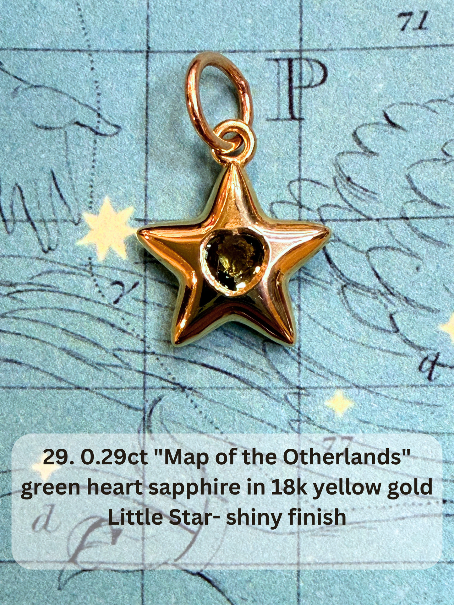 18k Little Star© volume 21 old cut diamond, sapphire, spinel