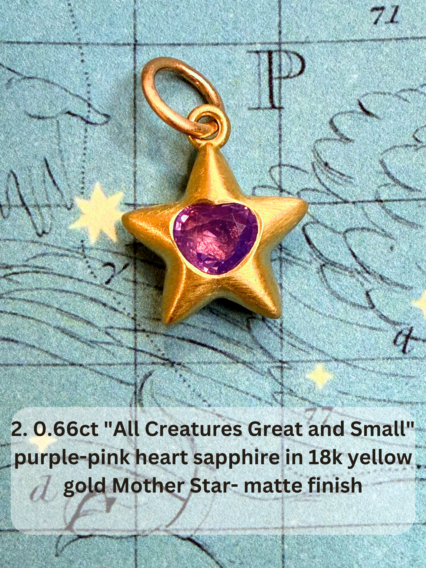 18k Little Star© volume 21 old cut diamond, sapphire, spinel