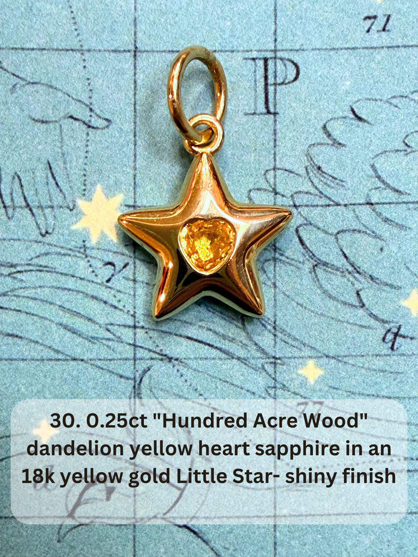 18k Little Star© volume 22 old cut diamond, sapphire, spinel