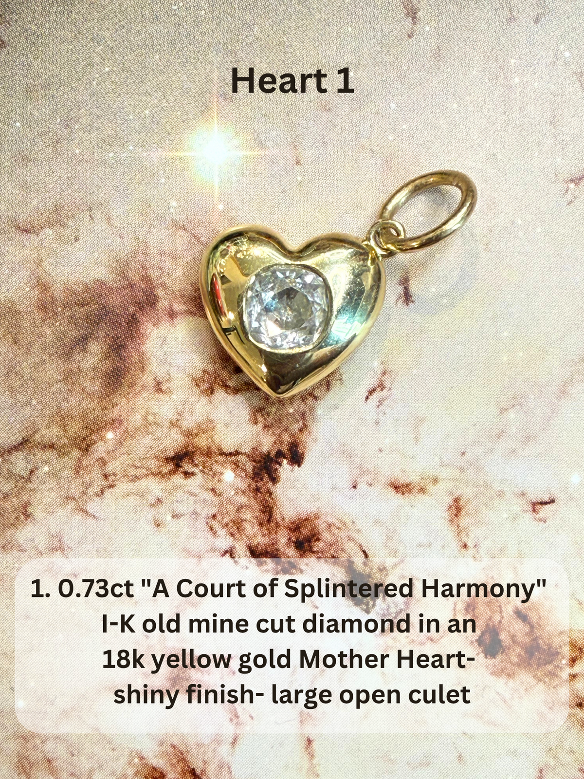 18k Little Heart© volume 1 old cut diamonds, sapphires