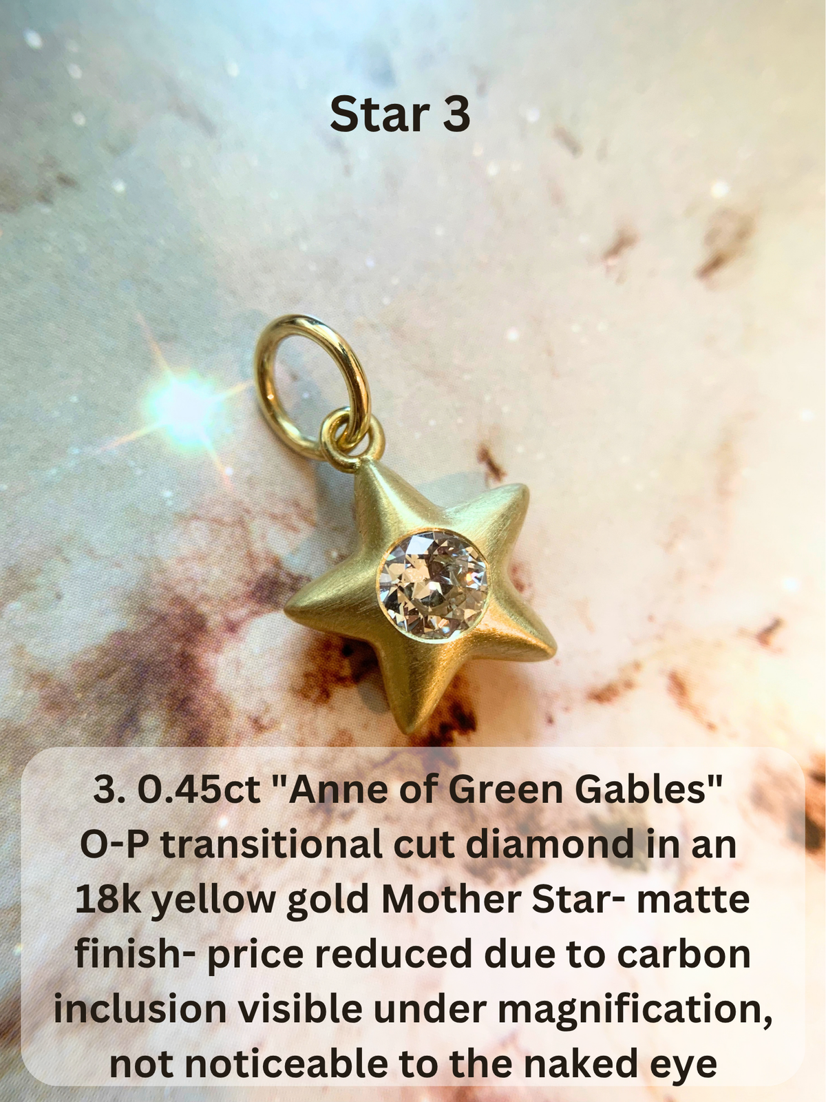 18k Little Star© volume 23 old cut diamond, sapphire, spinel, garnet